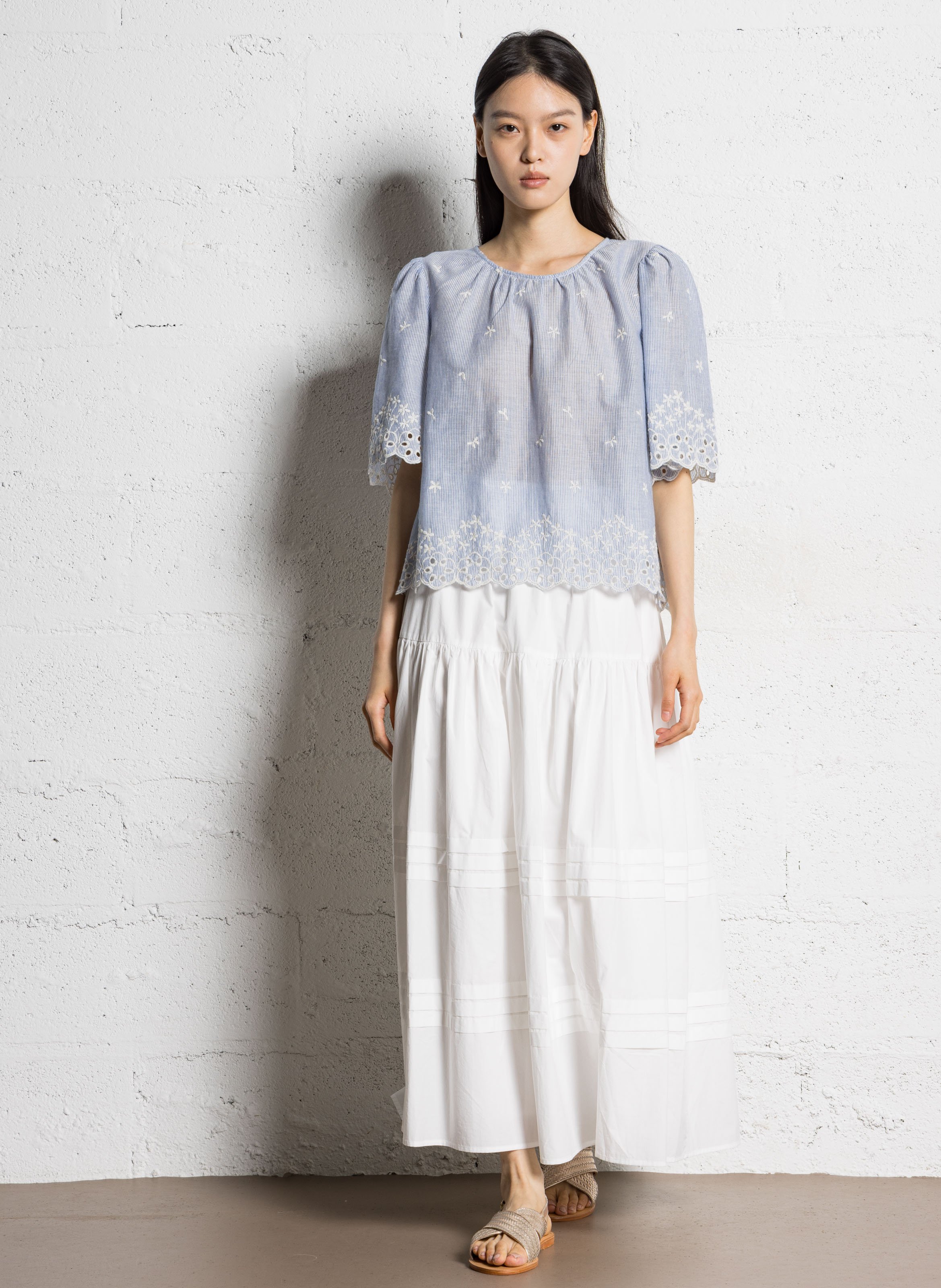 Top met ronde hals van katoen JC SOPHIE Blauw