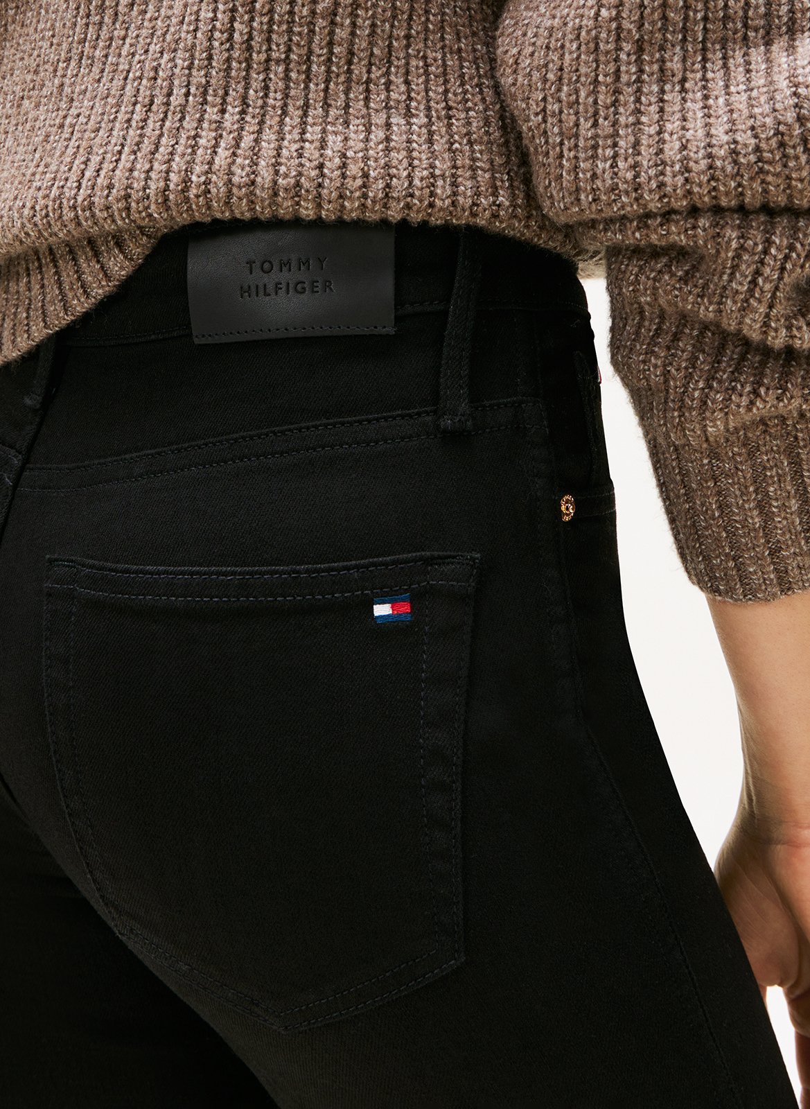 Jean droit taille haute uni TOMMY HILFIGER Noir