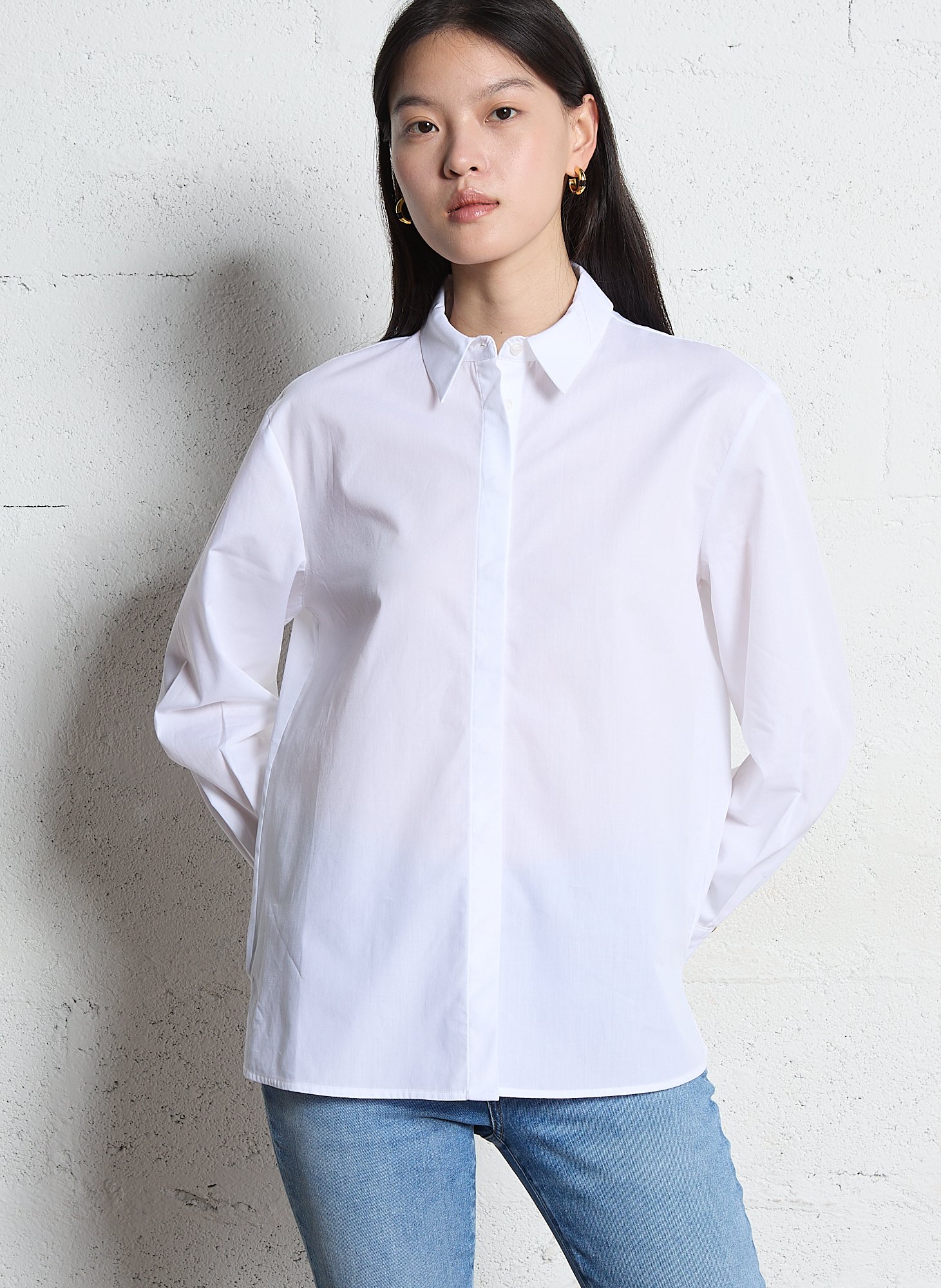 Chemise col classique en coton MAISON 123 Blanc