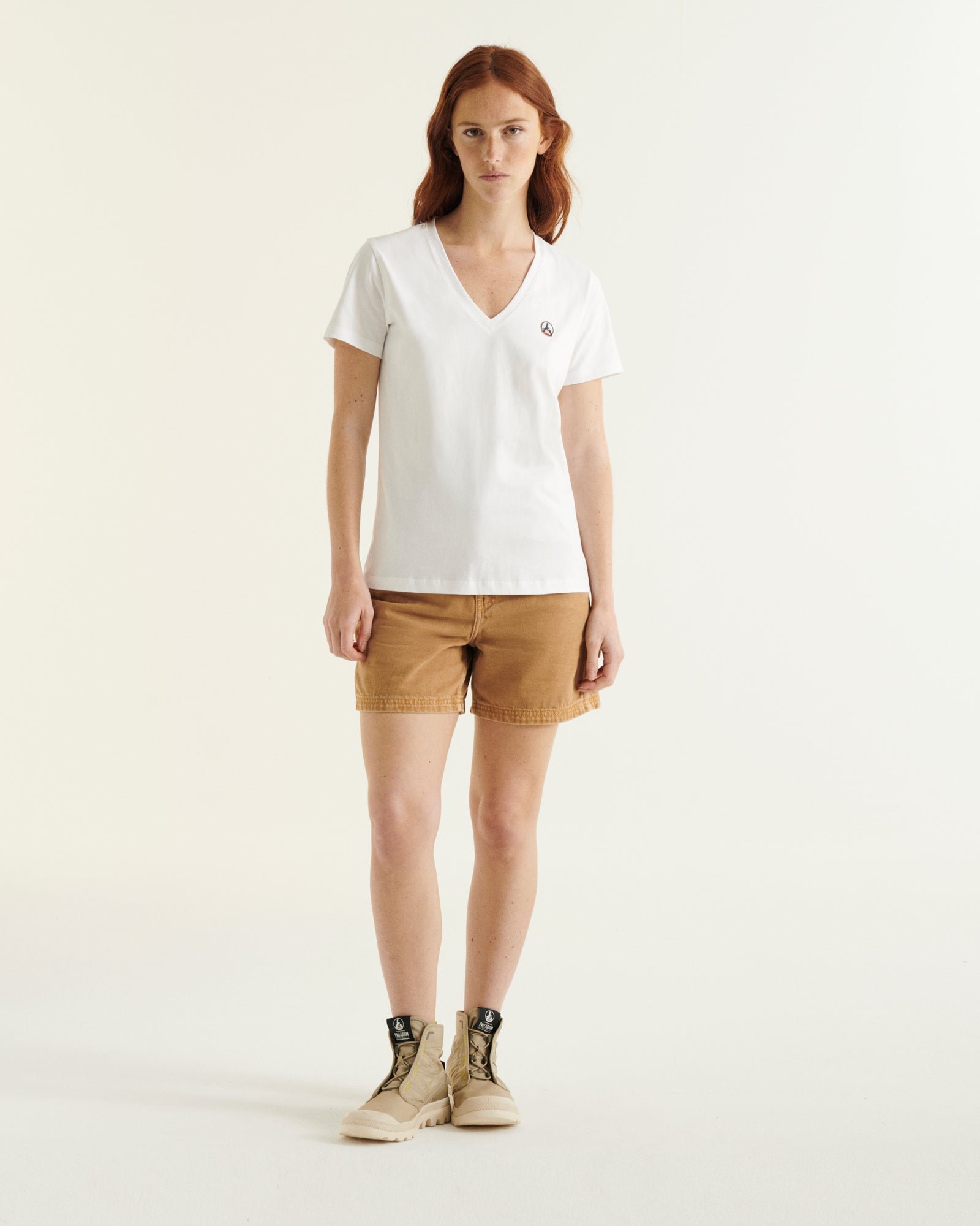 Solid V-neck t-shirt in organic cotton Cancun 2.0 JOTT White