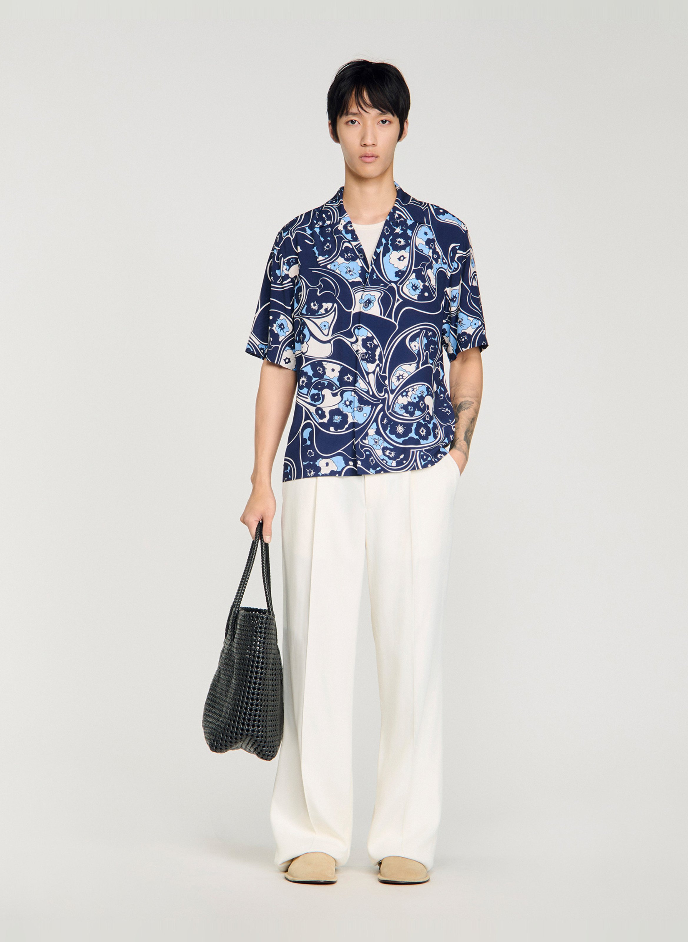 Overhemd met bloemenprint Blauw