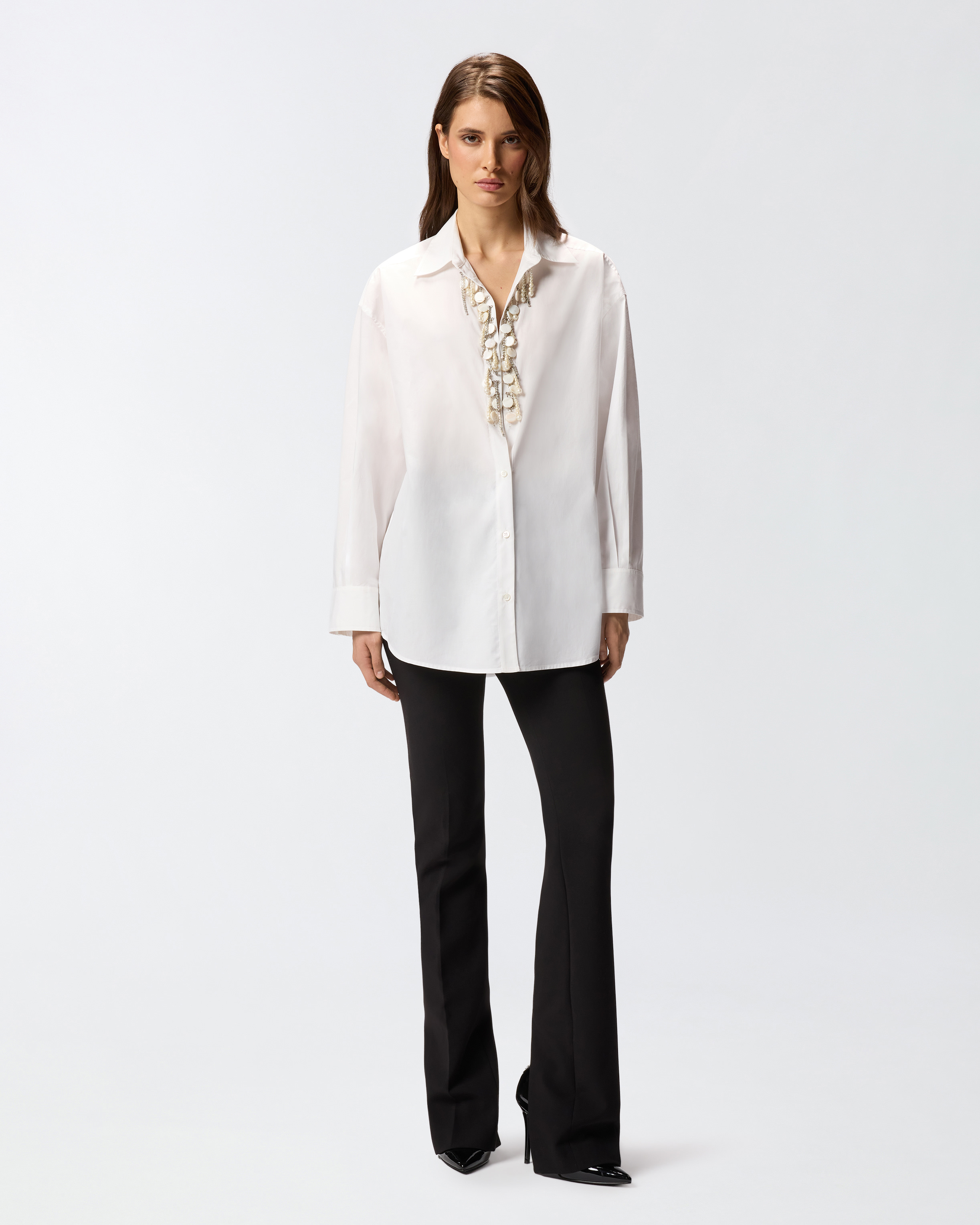 Shirt with jewel embellishments PINKO White