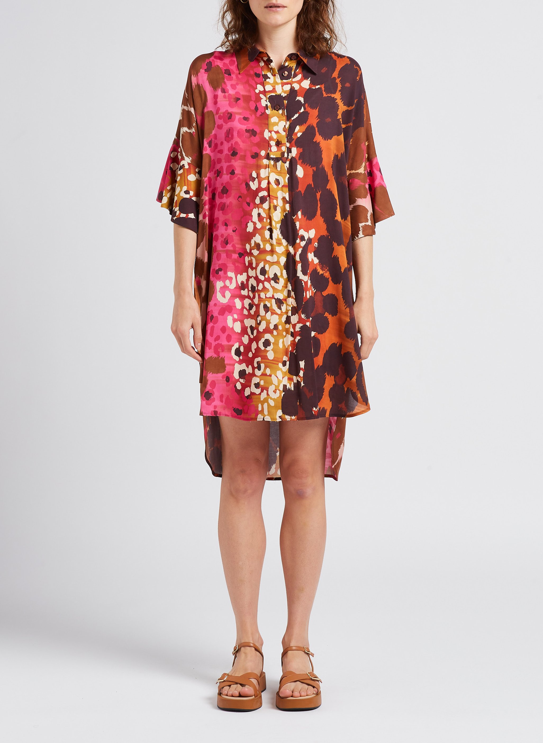 Long dress with shirt collar IMPERIAL Brown