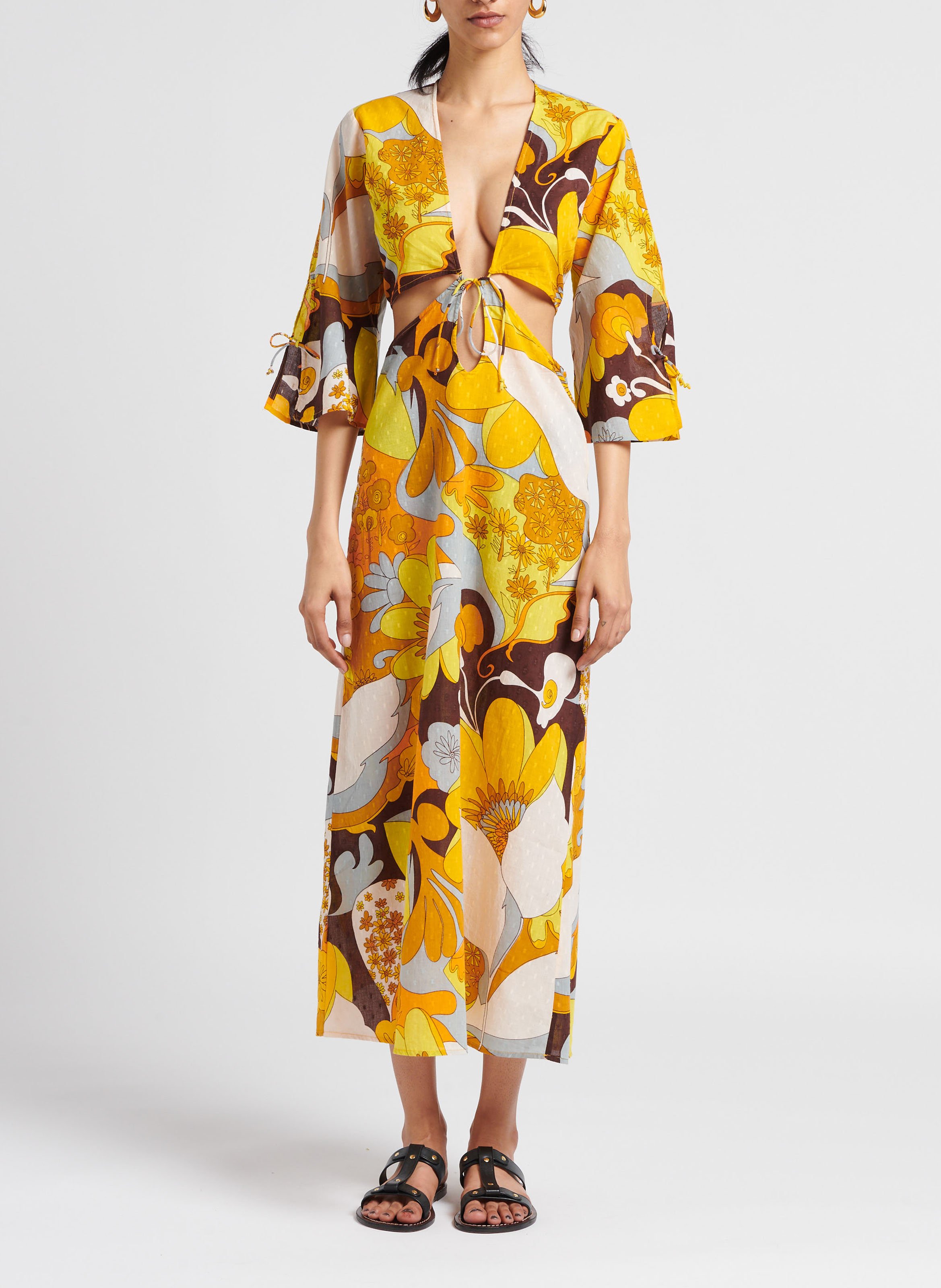 Robe longue en coton imprimé ANTIK BATIK Jaune