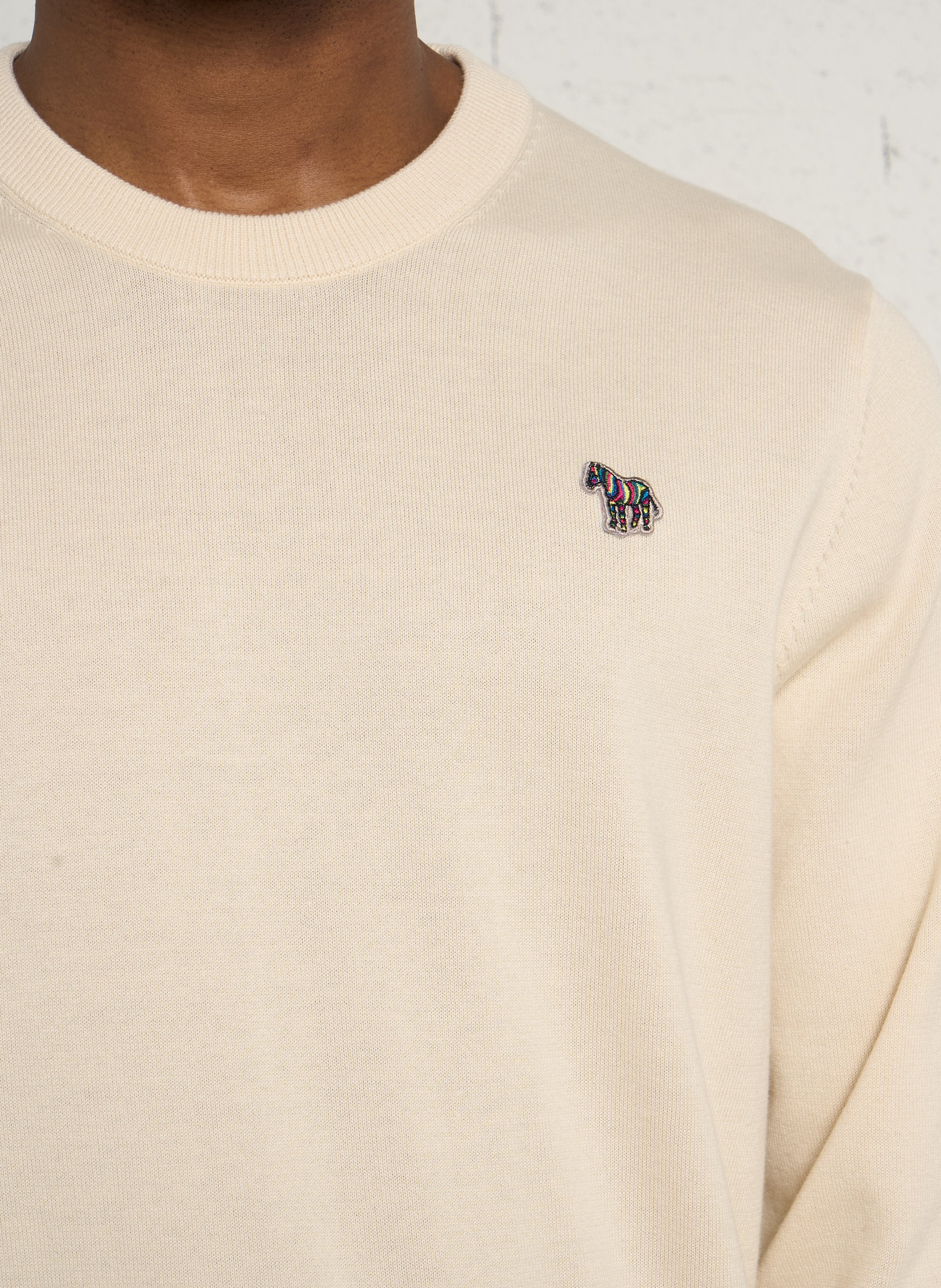 Gerade geschnittener Rundhalspullover aus Bio-Baumwolle PAUL SMITH Beige