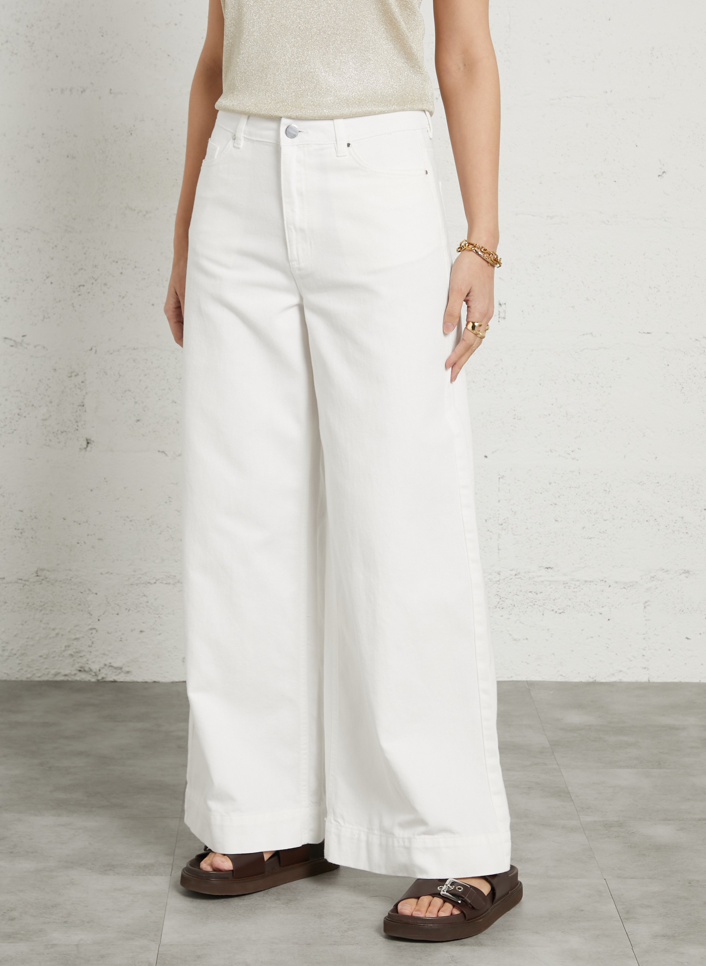 Wide-leg cotton jeans MAISON 123 White