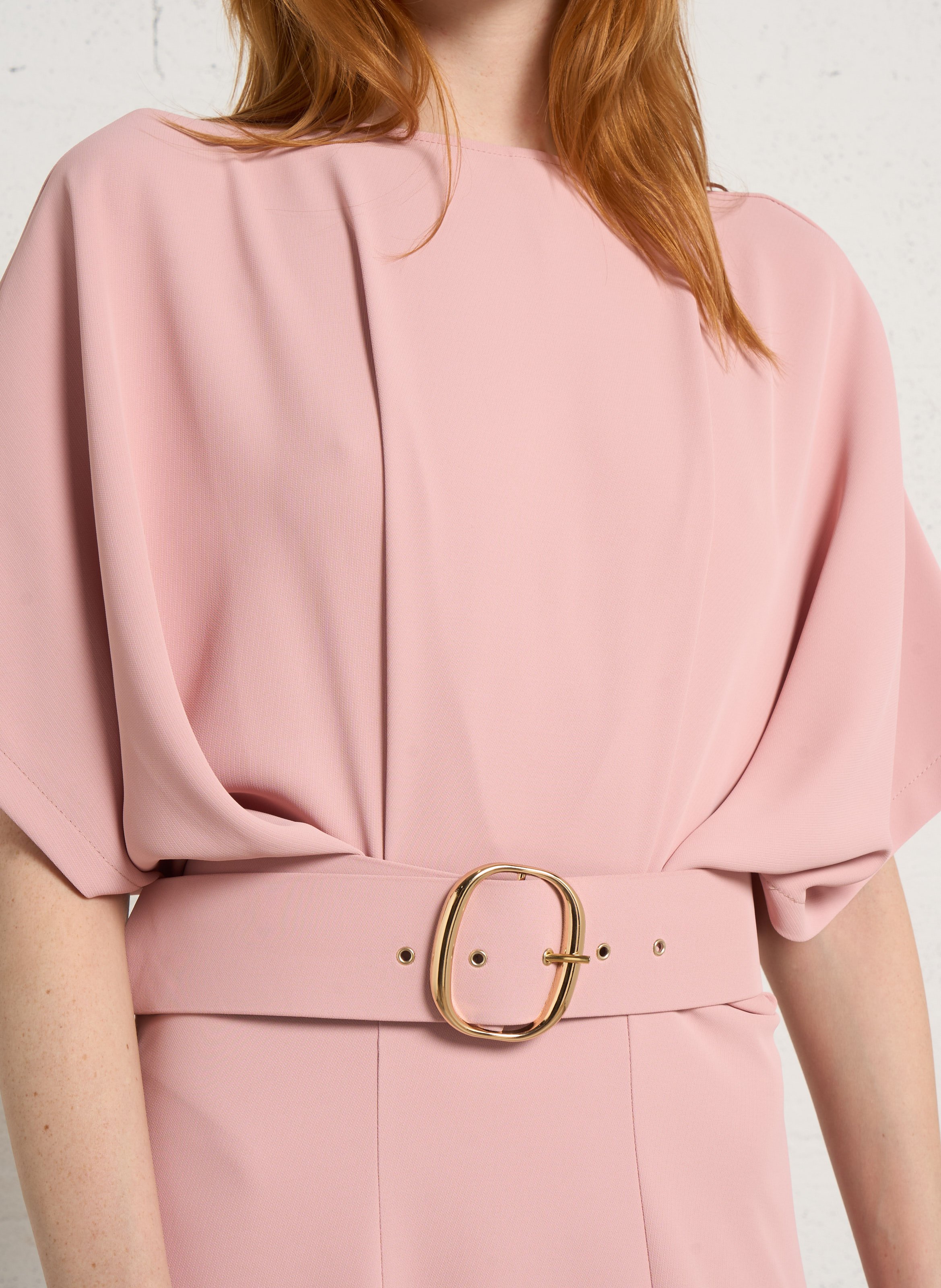 Lange jurk met ronde hals IMPERIAL Roze