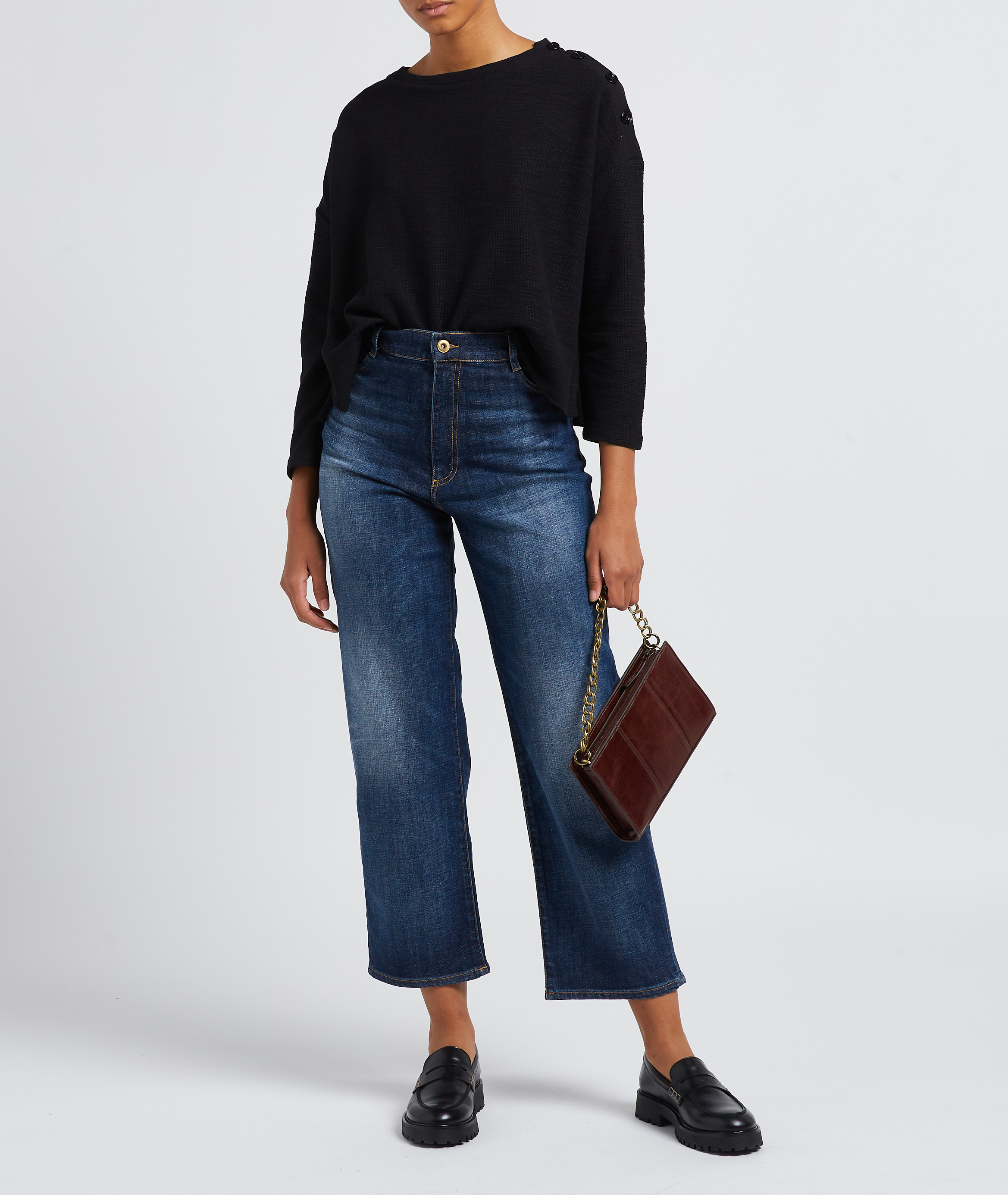 Round-neck cotton-blend sweater SESSUN Black