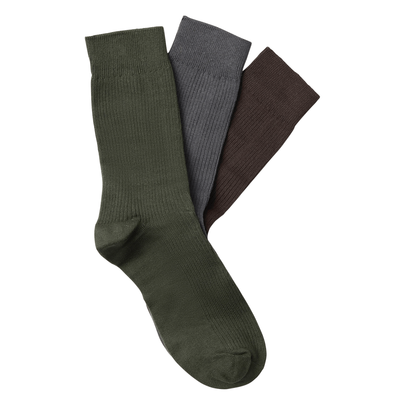 Set of 3 pairs of plain socks in blended cotton SELECTED Green
