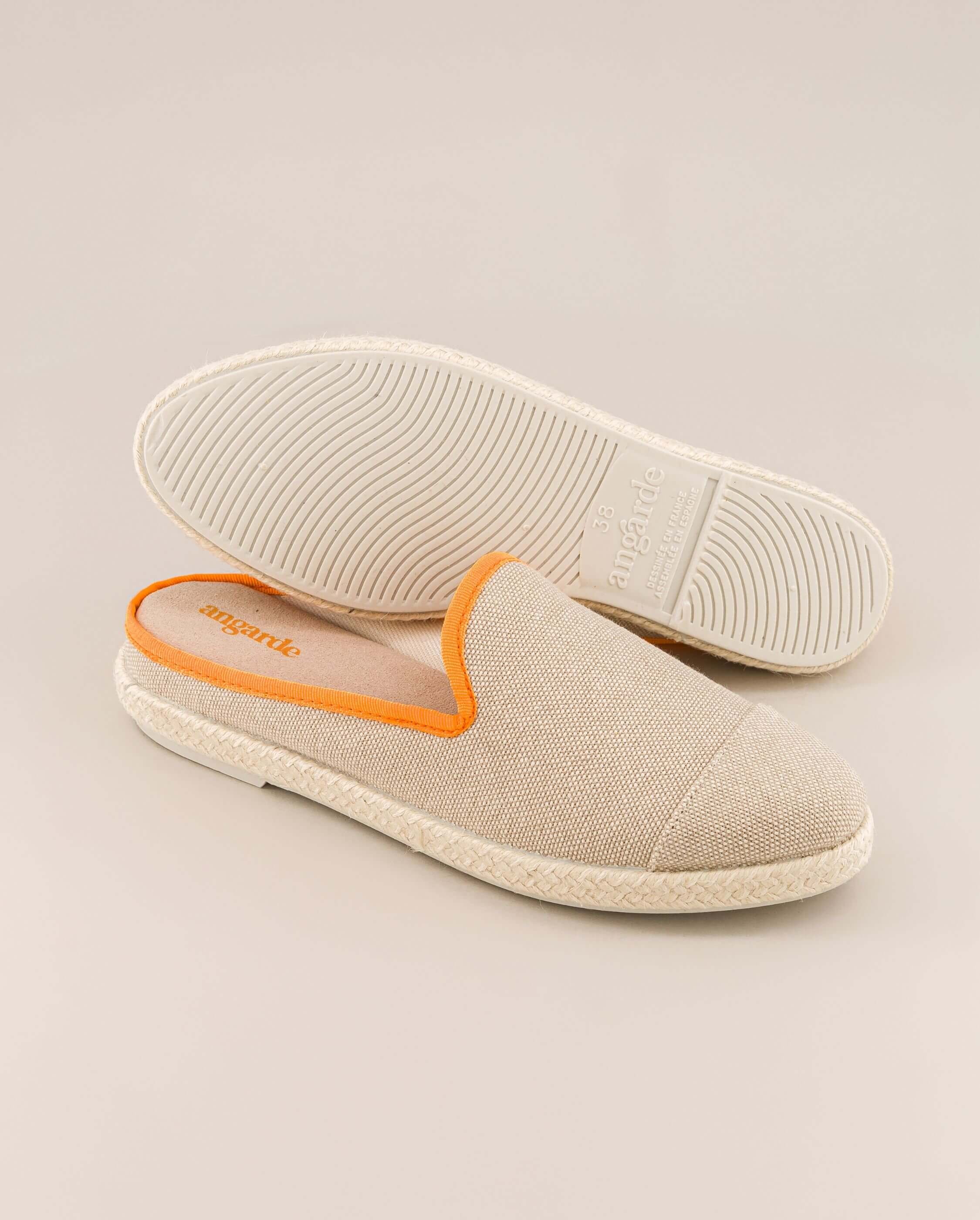 Women's mule SOCOA, beige cotton with neon orange ANGARDE Beige