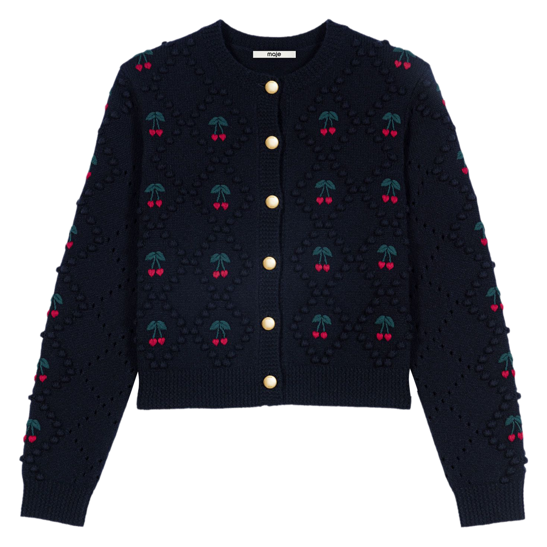 Rechte cardigan met ronde hals en print MAJE Blauw