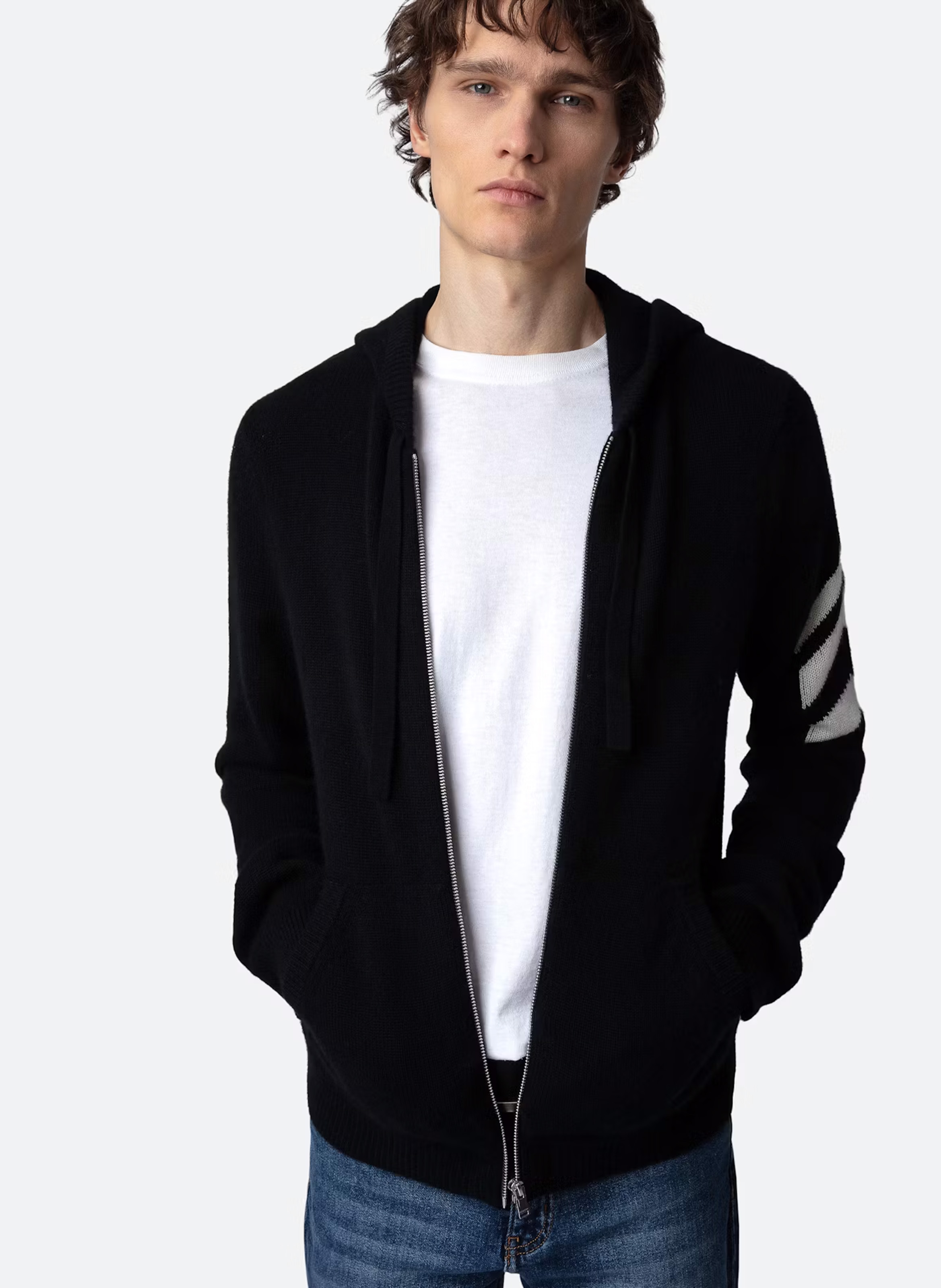 Reißverschluss-Strickjacke mit Kapuze aus Kaschmir ZADIG&VOLTAIRE Schwarz
