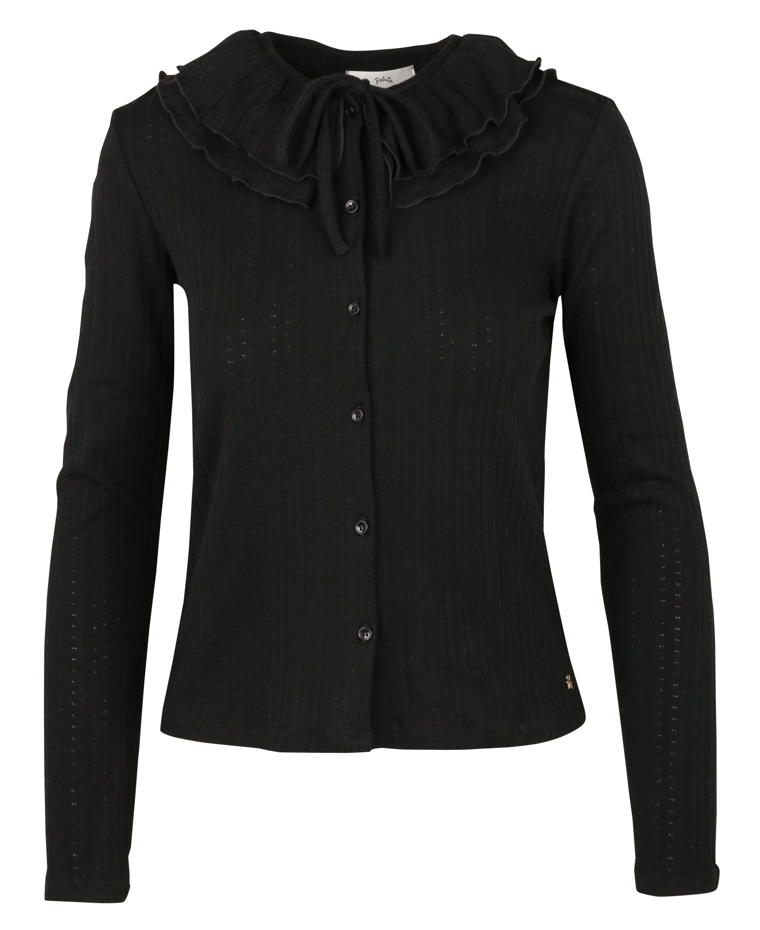 Straight-fit cotton shirt with Peter Pan collar DES PETITS HAUTS Black