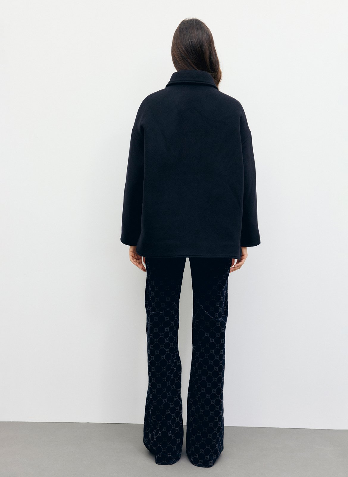 Manteau droit col classique en laine mélangée GERARD DAREL Noir