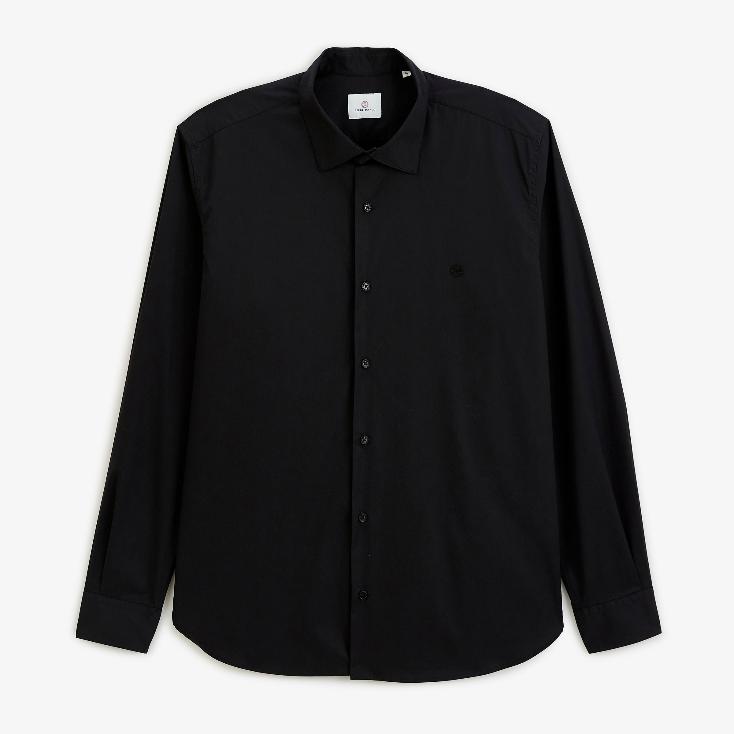 Black solid long-sleeve stretch shirt SERGE BLANCO Black