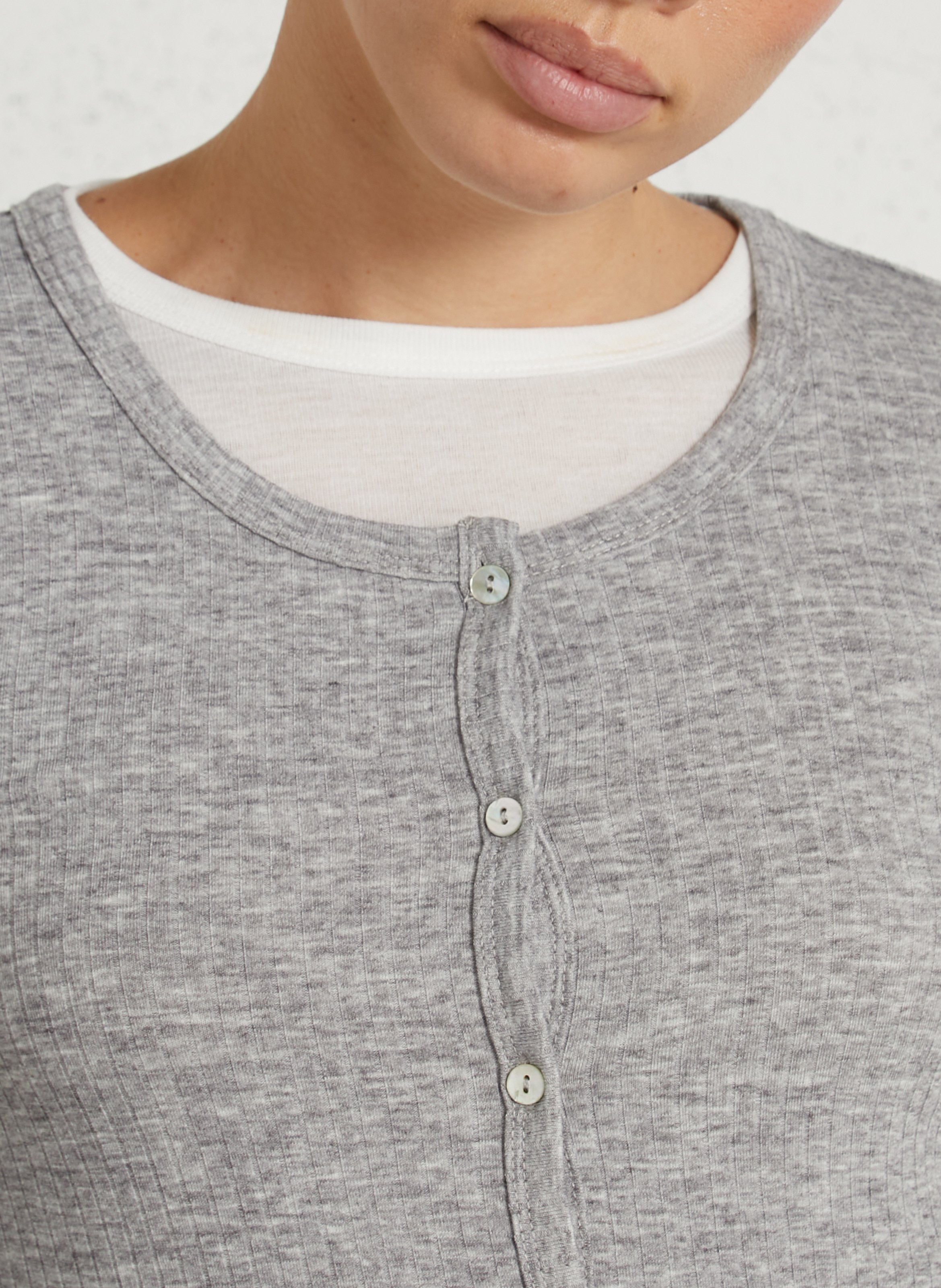 Gilet double encolure à manches longues HOD PARIS Gris