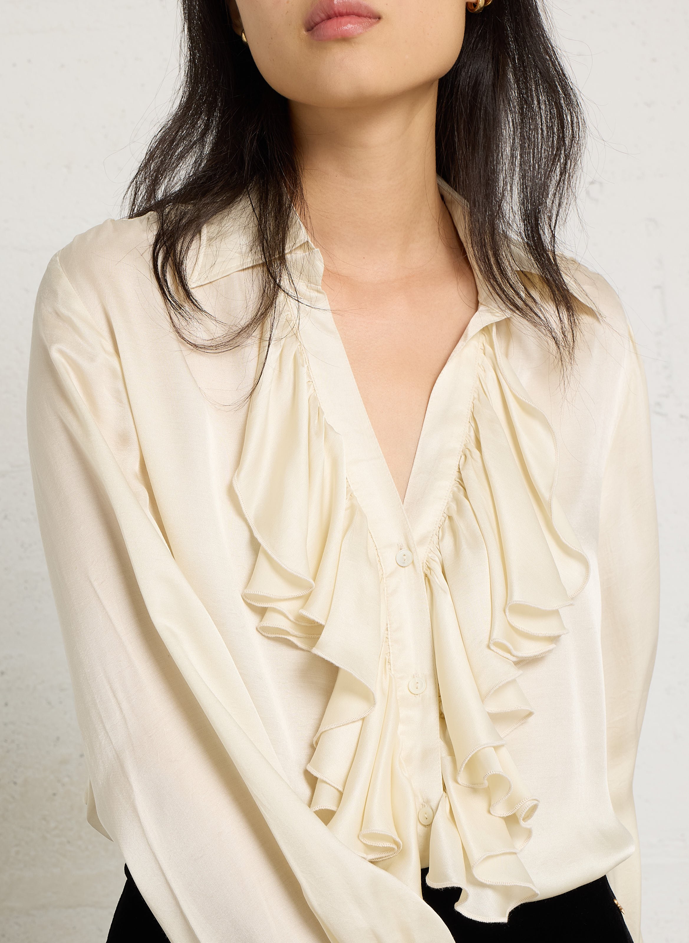 Chemise à volants effet satiné  DIEGA Beige