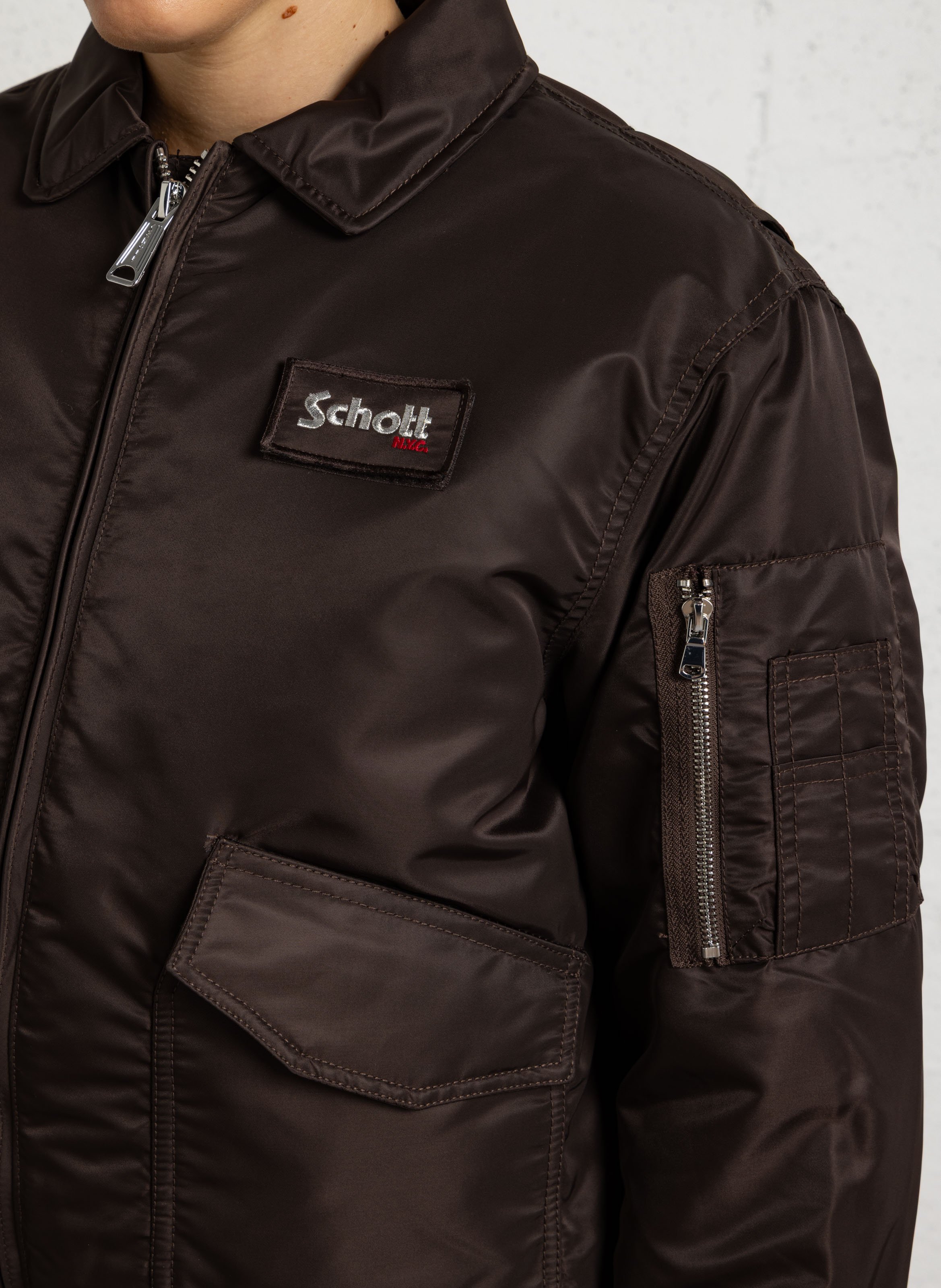 Oversize-Blouson mit Reißverschluss SCHOTT Braun