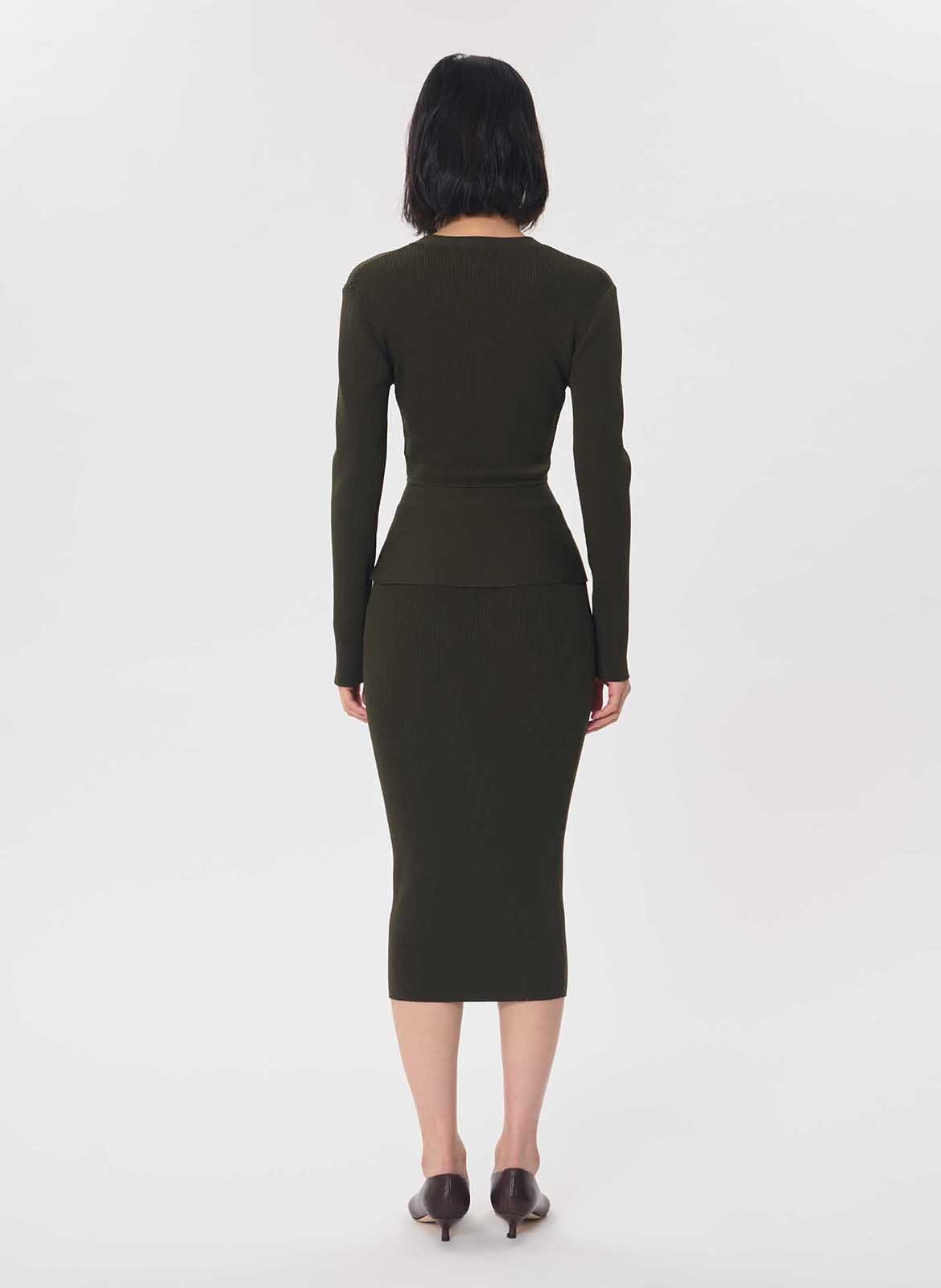 Aansluitende midi-rok in tricot TARA JARMON Groen