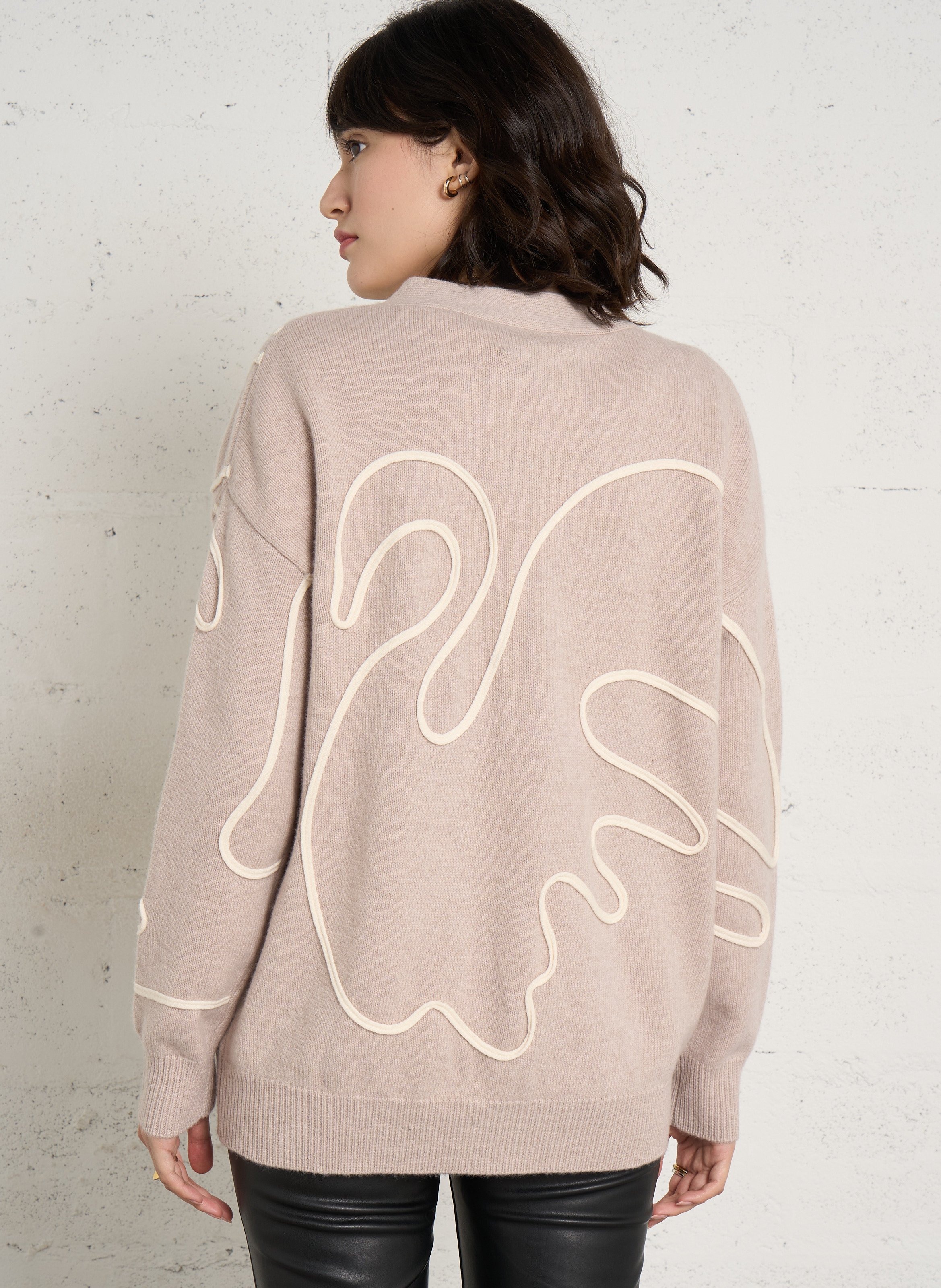 V-neck wool cardigan BERENICE Beige