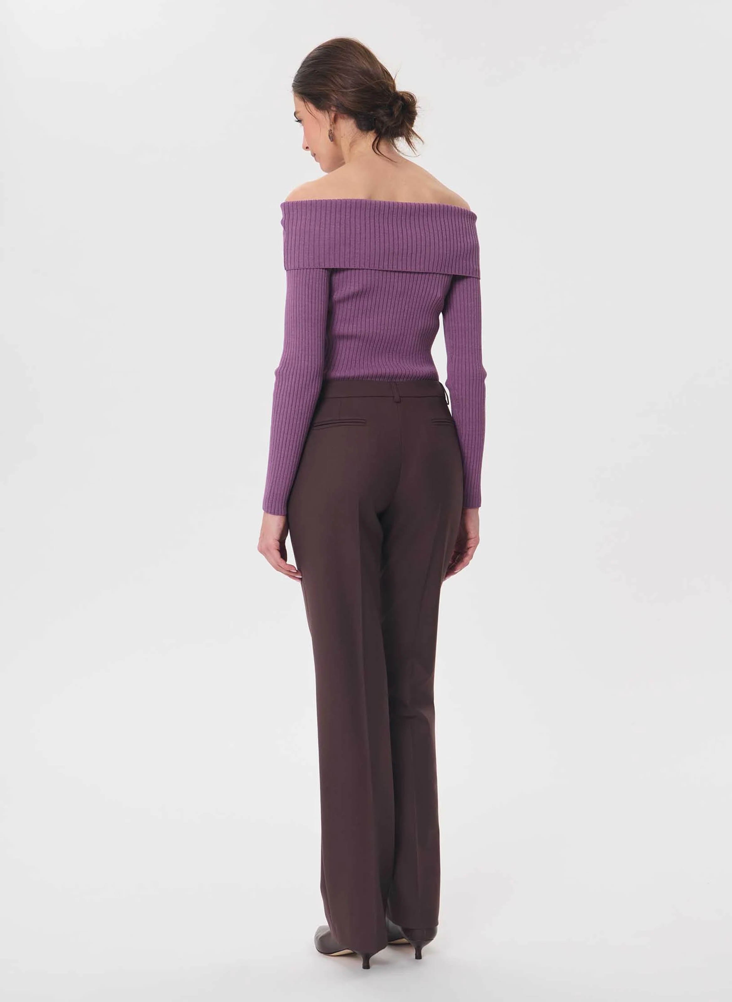 Effen broek met halfhoge taille | Bruin TARA JARMON Dames