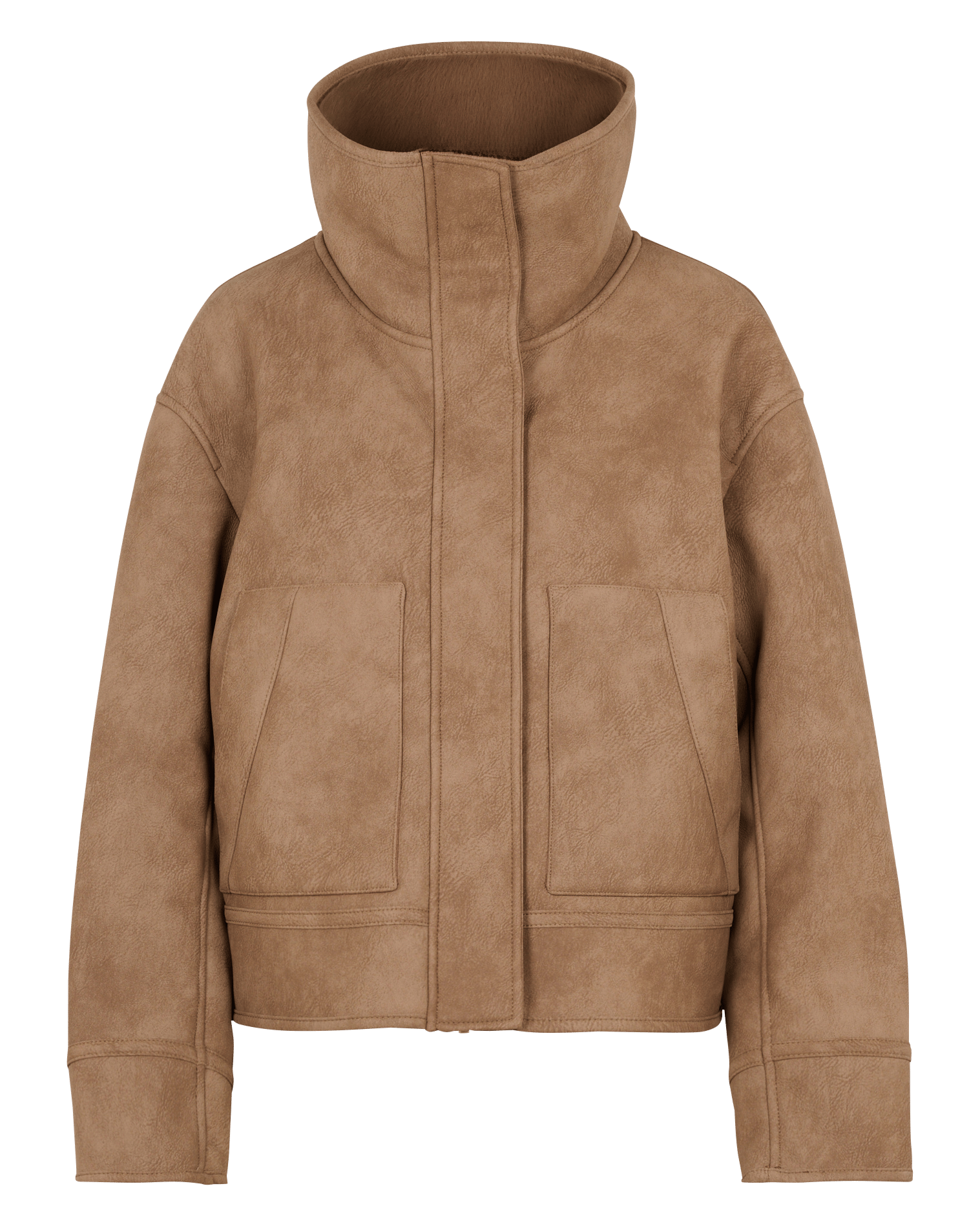 Zip-up jacket with a stand-up collar in a wool blend ZAPA Brown
