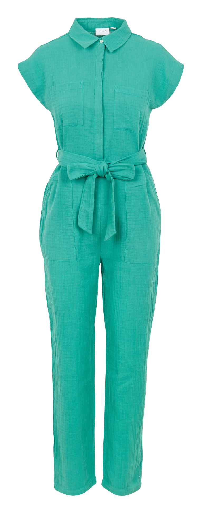 Cotton jumpsuit with classic collar VILA Green
