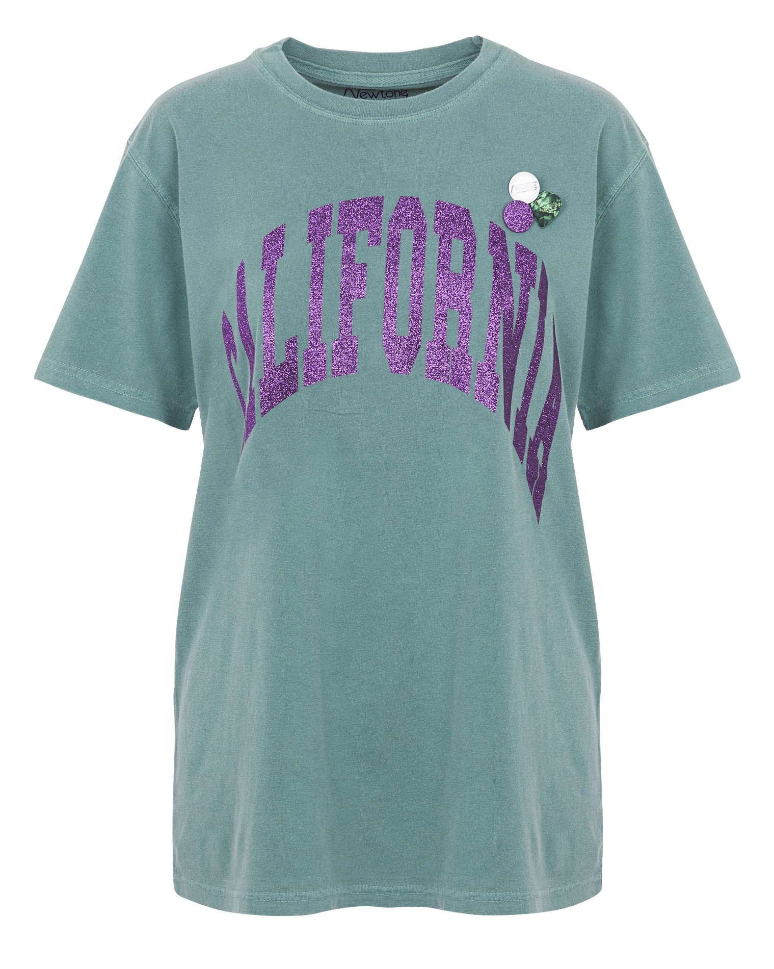 Cotton round-neck T-shirt with screen print GreenNEWTONE