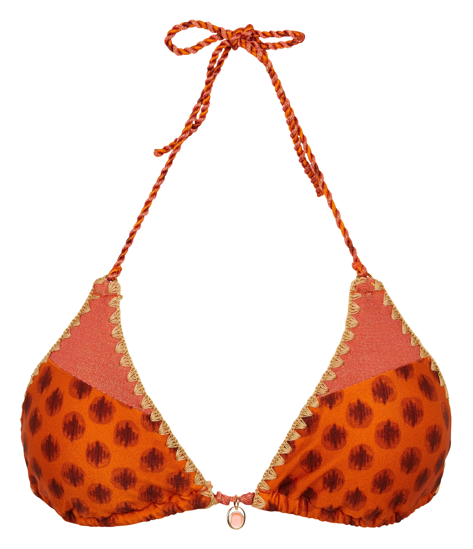 Haut de maillot de bain triangle brodé BANANA MOON Orange