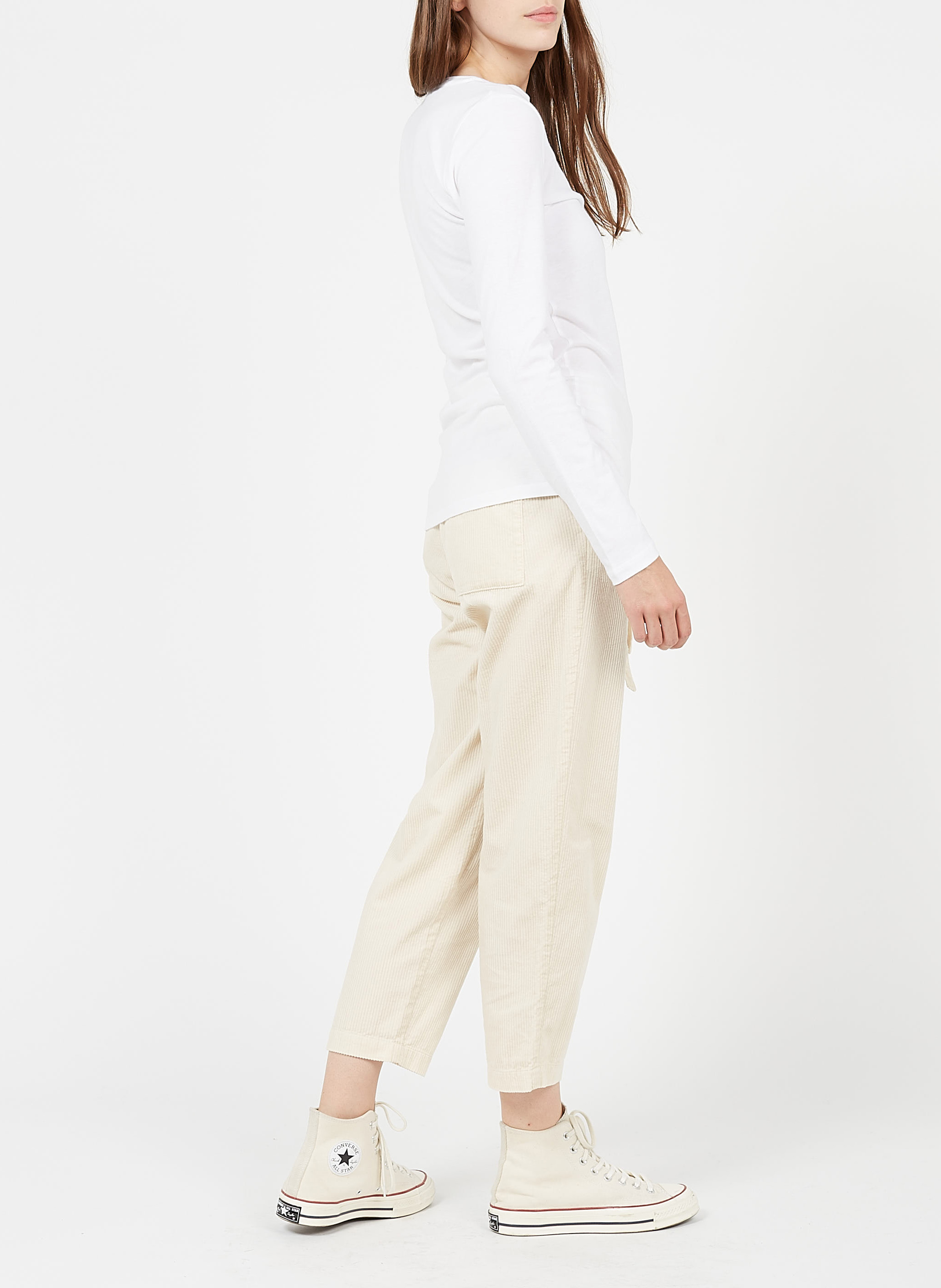 Long-sleeved round-neck cotton T-shirt MAJESTIC FILATURES White