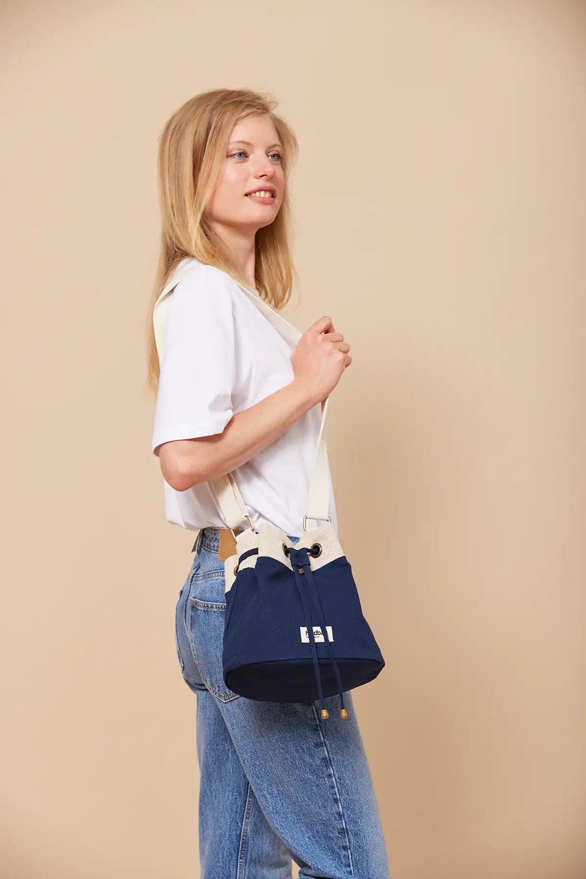 Cotton tote bag with studs HINDBAG Blue