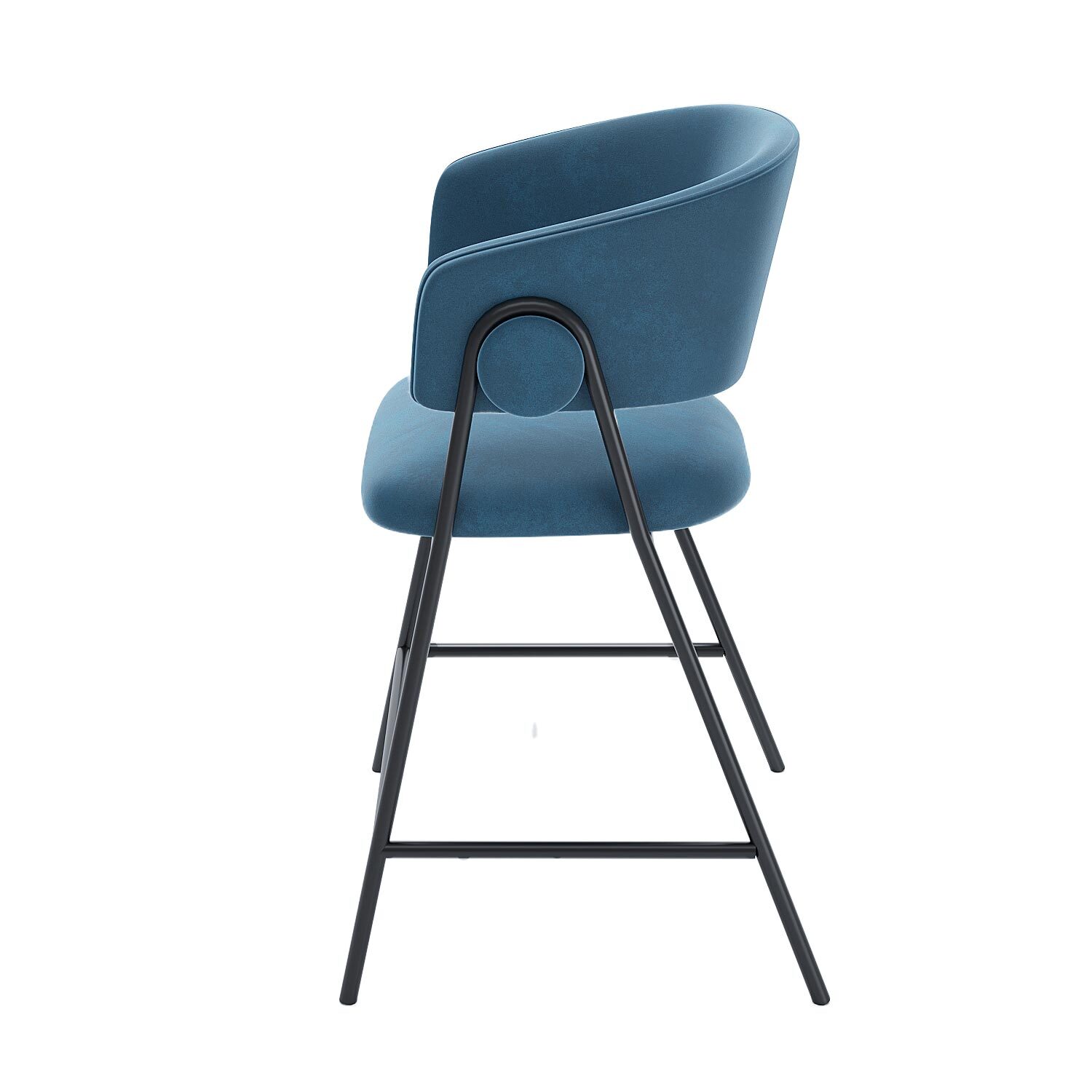 Set of 2 bar stools with backrest, velvet POTIRON PARIS Blue