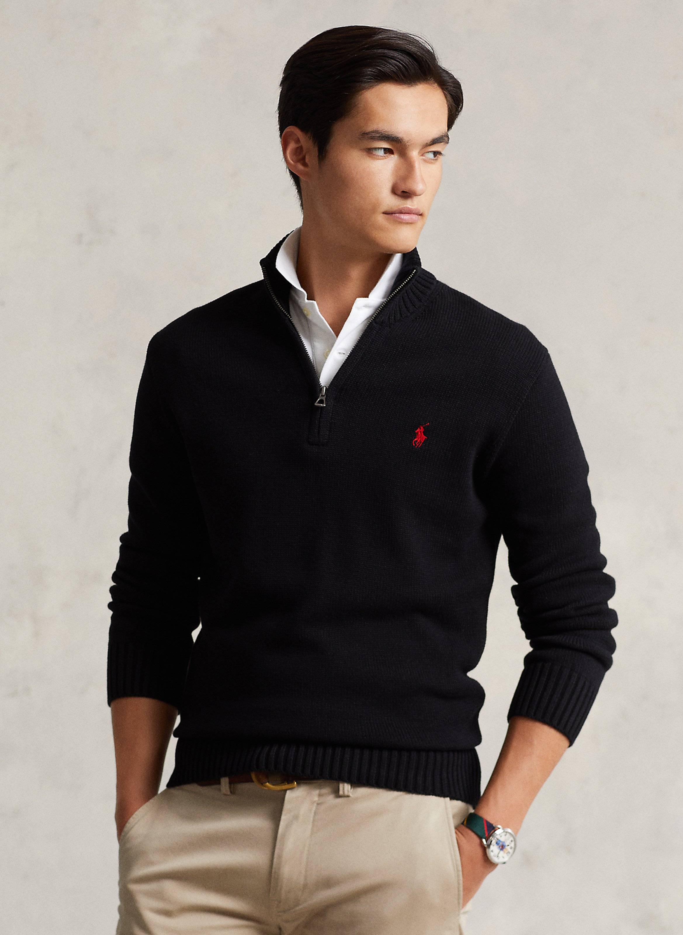 Baumwoll-Pullover mit Reißverschluss am Kragen POLO RALPH LAUREN