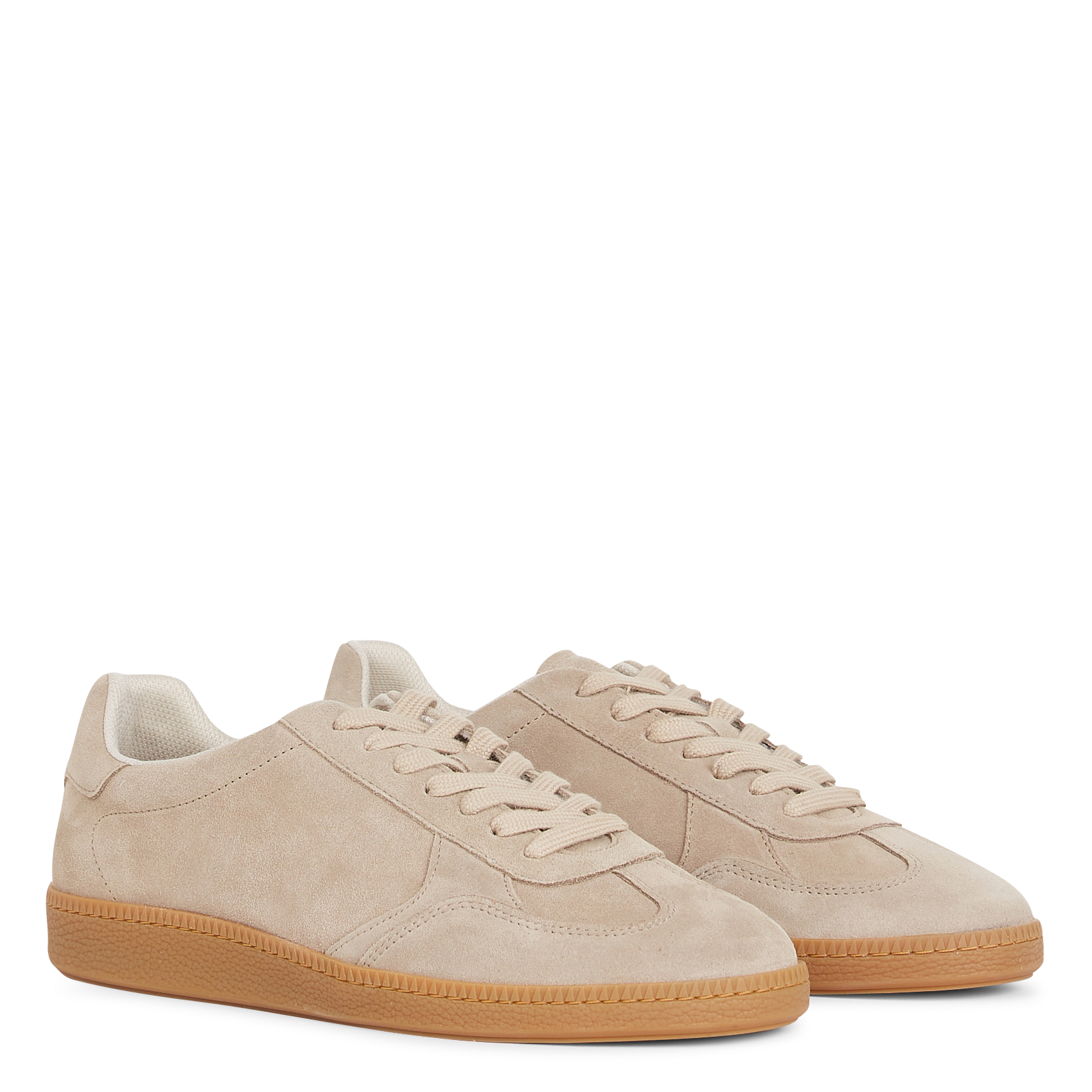 Suede leather low-top sneakers SELECTED Beige