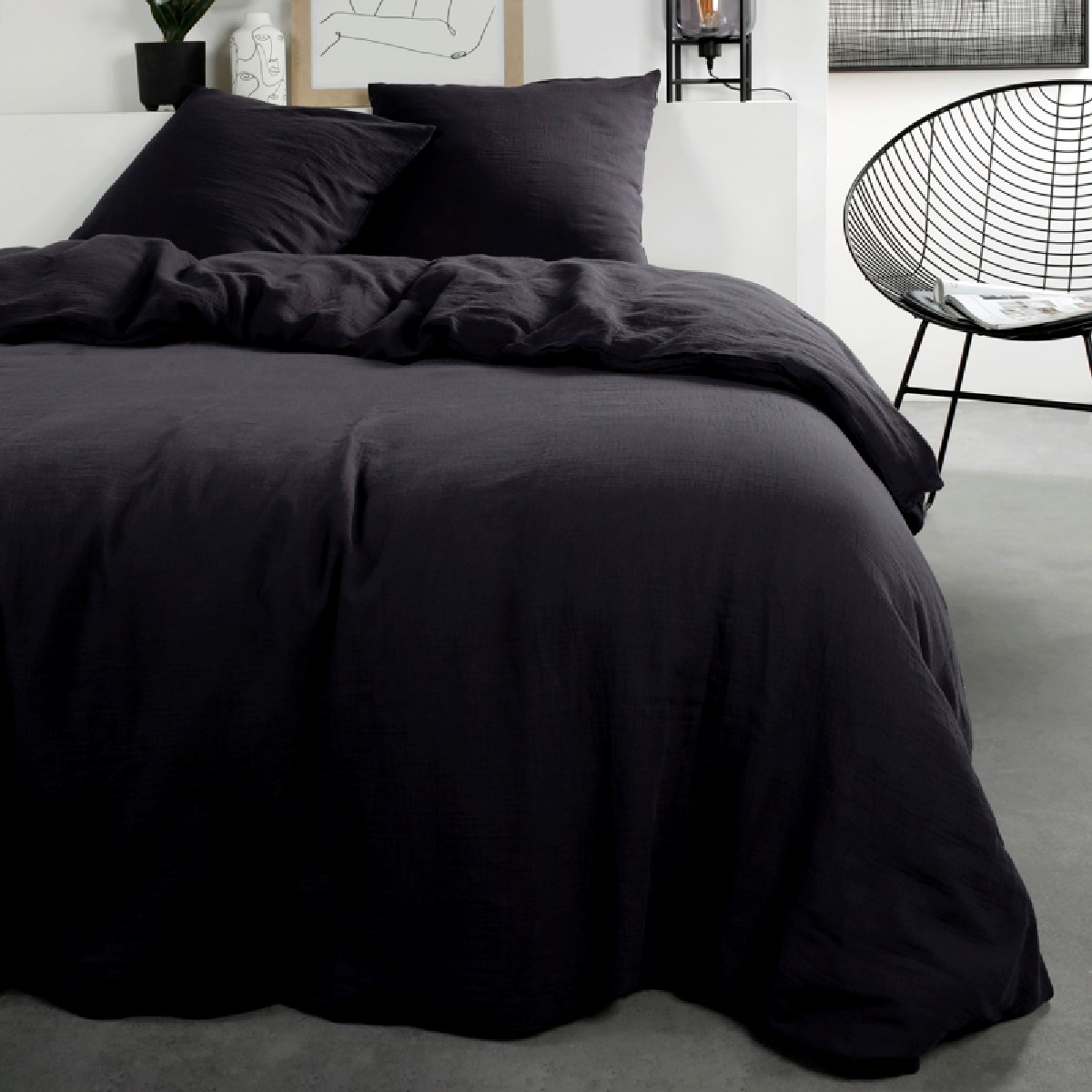 Solid color cotton bedding set TODAY LINGE DE MAISON Grey