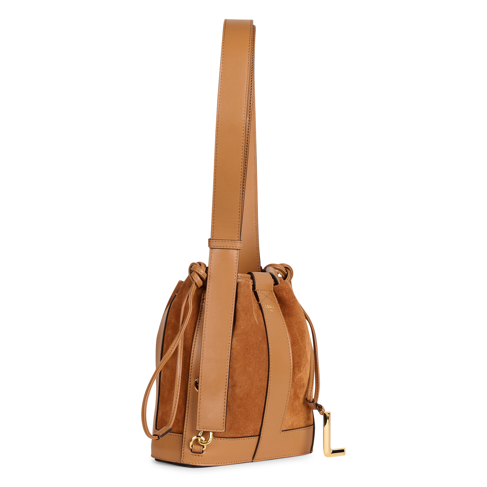 Sac seau taille S en cuir LANCEL Beige