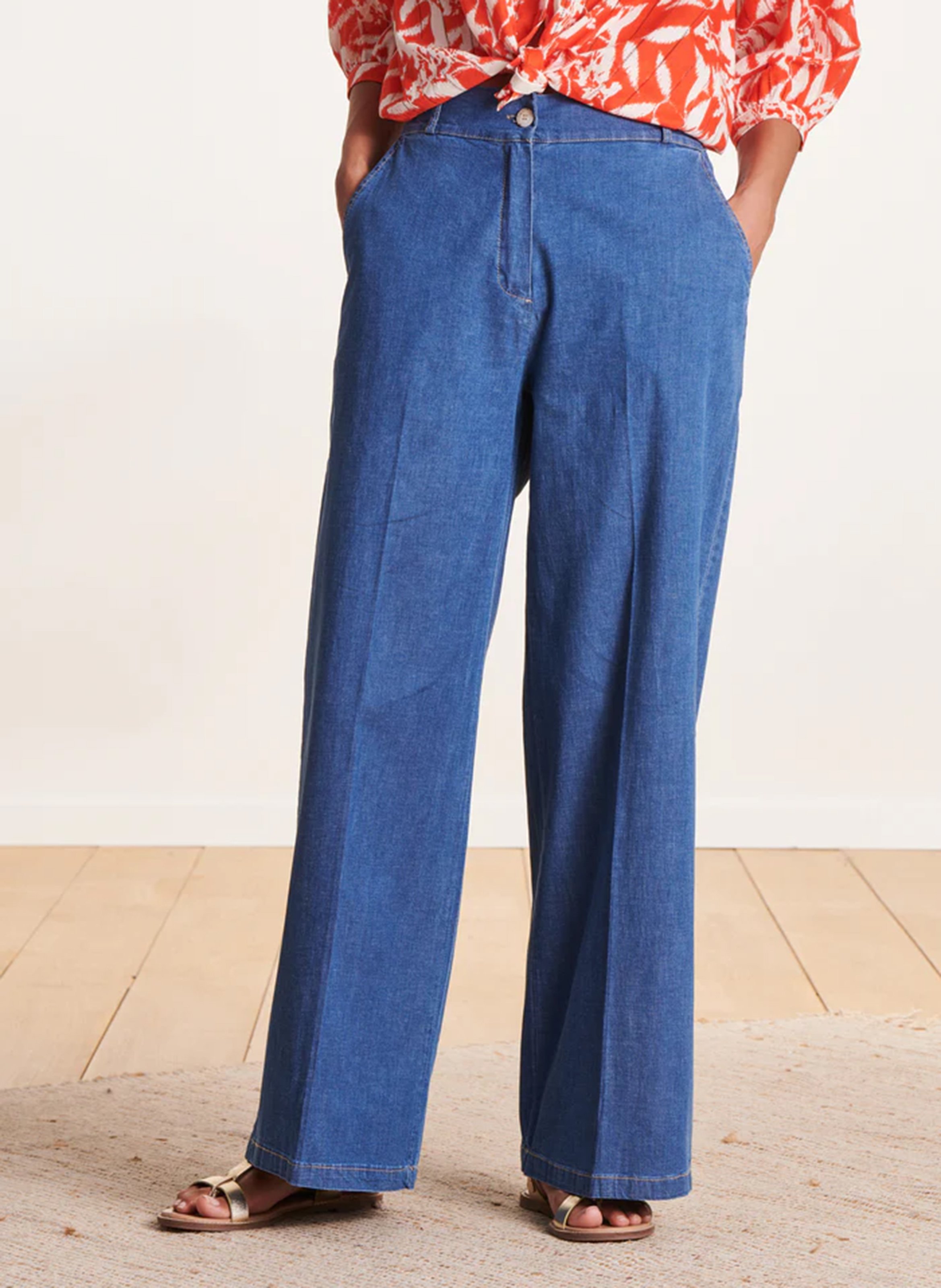 Flared jeans met hoge taille | katoenblend LA FEE MARABOUTEE Blauw