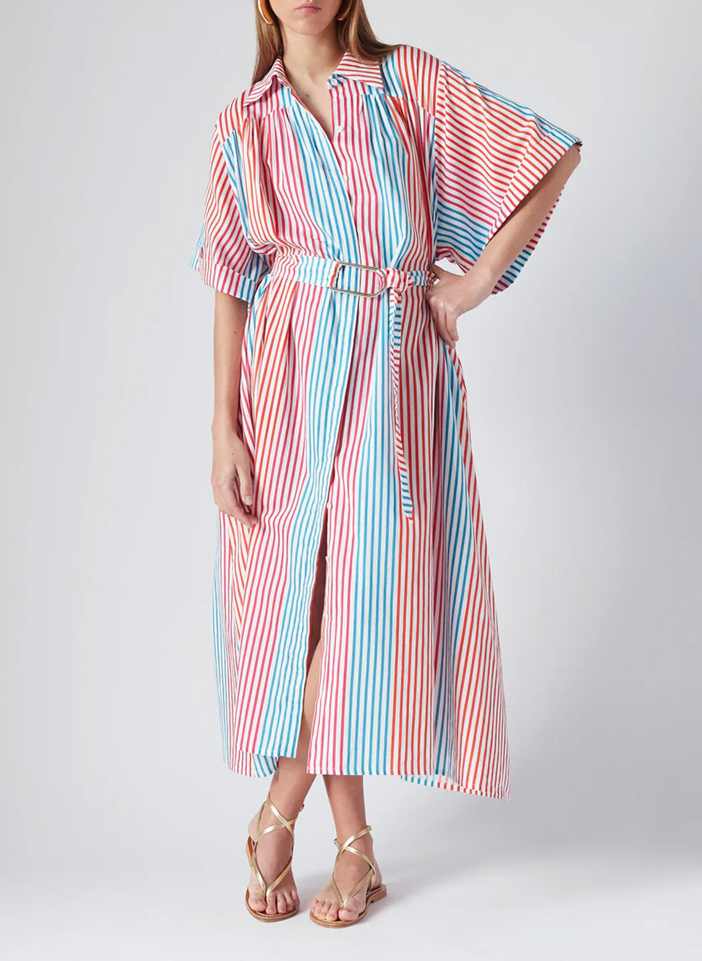 Long cotton dress with classic collar THE LABEL EDITION Multicolored