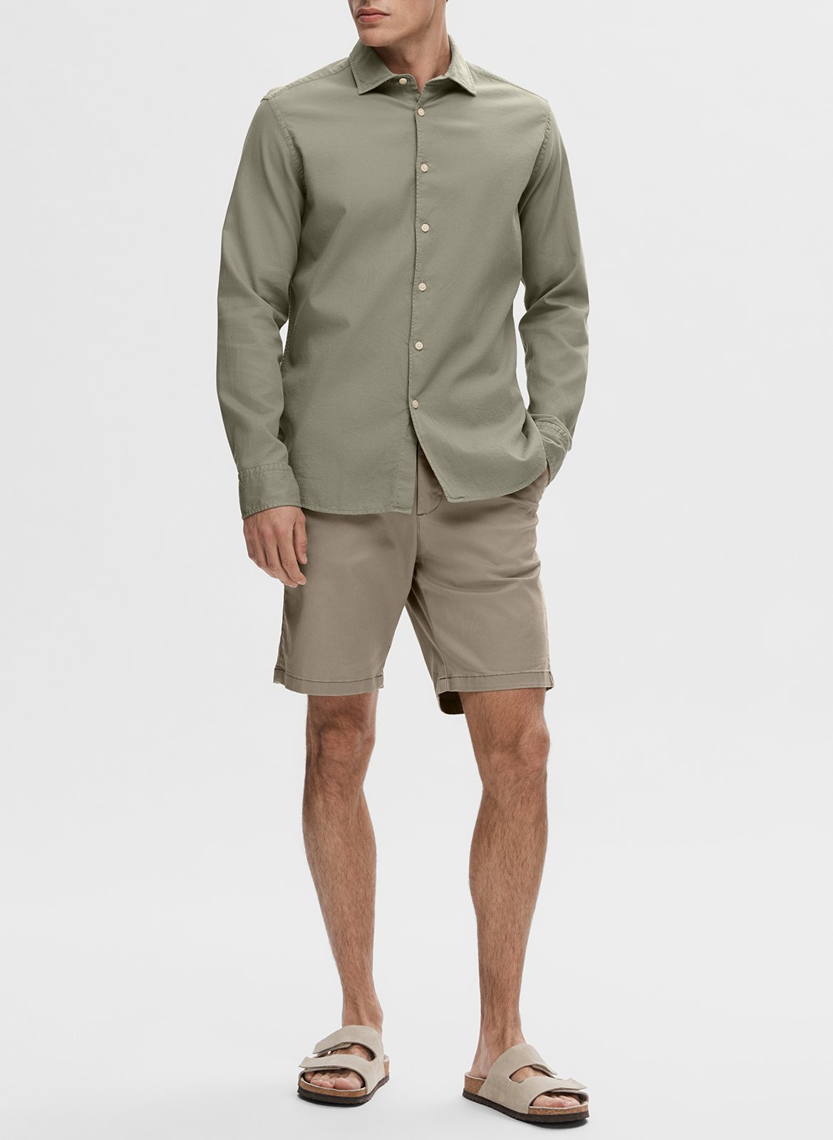 Short chino en coton bio mélangé Gris