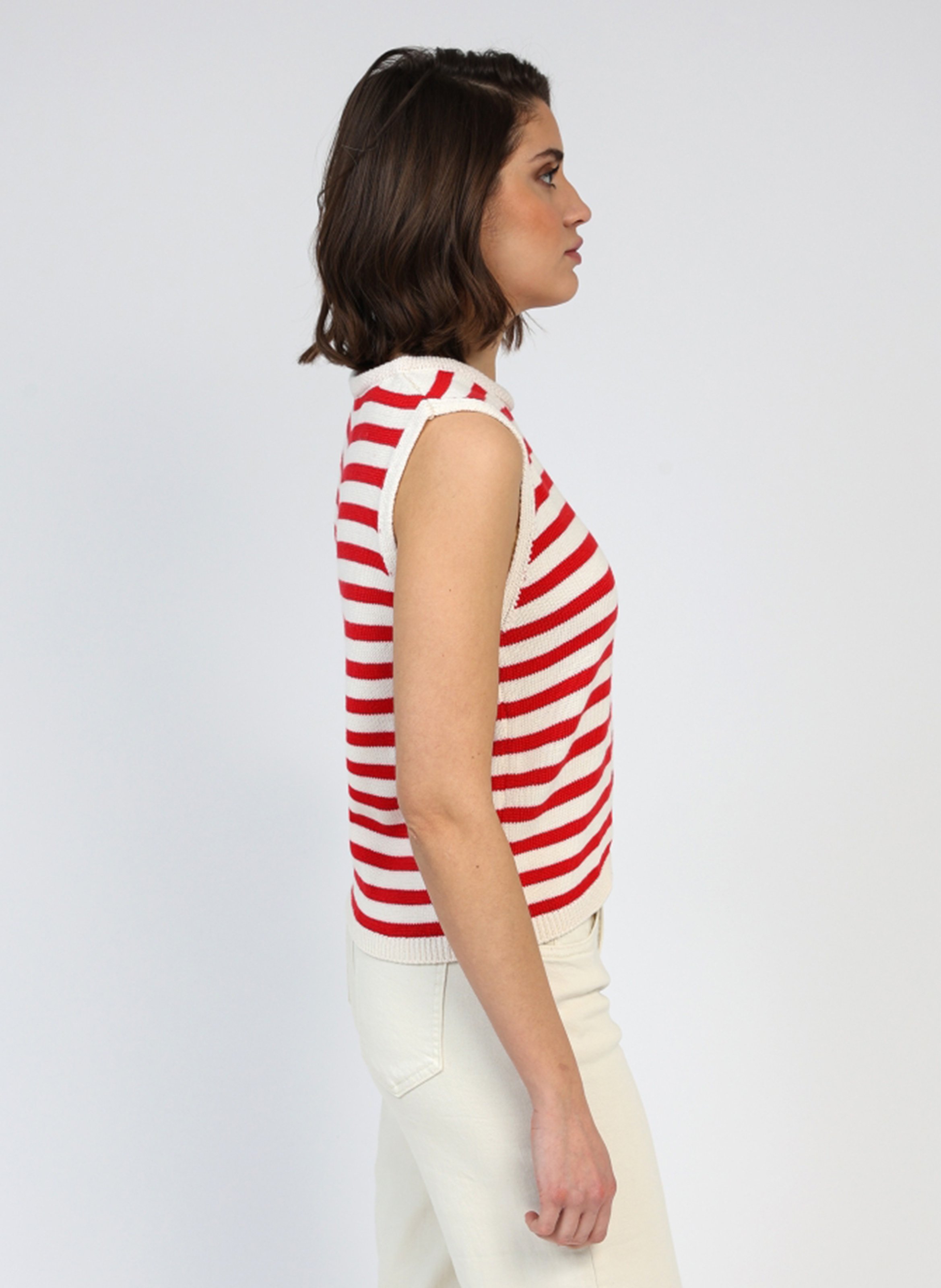 Striped straight tank top AN'GE Red