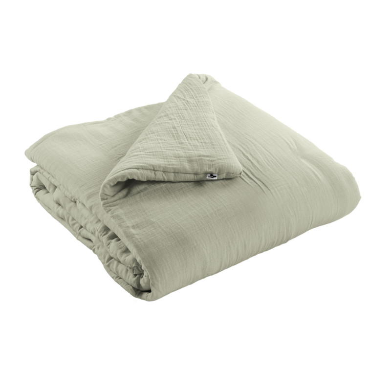 Cotton gauze bedspread or end-of-bed throw L'EFFET PAPILLON Green