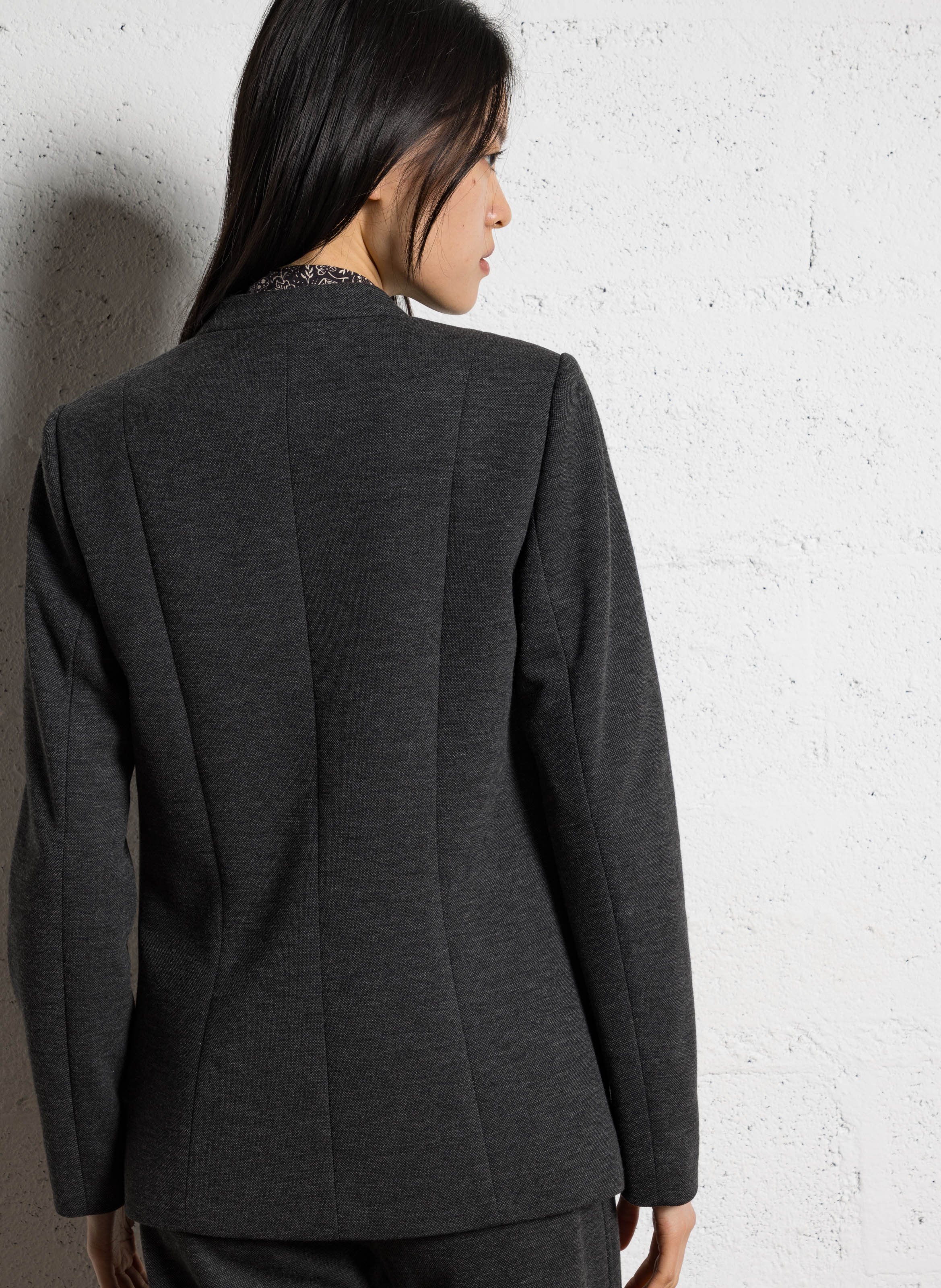 Tailored jacket in mottled knit I CODE Grey
