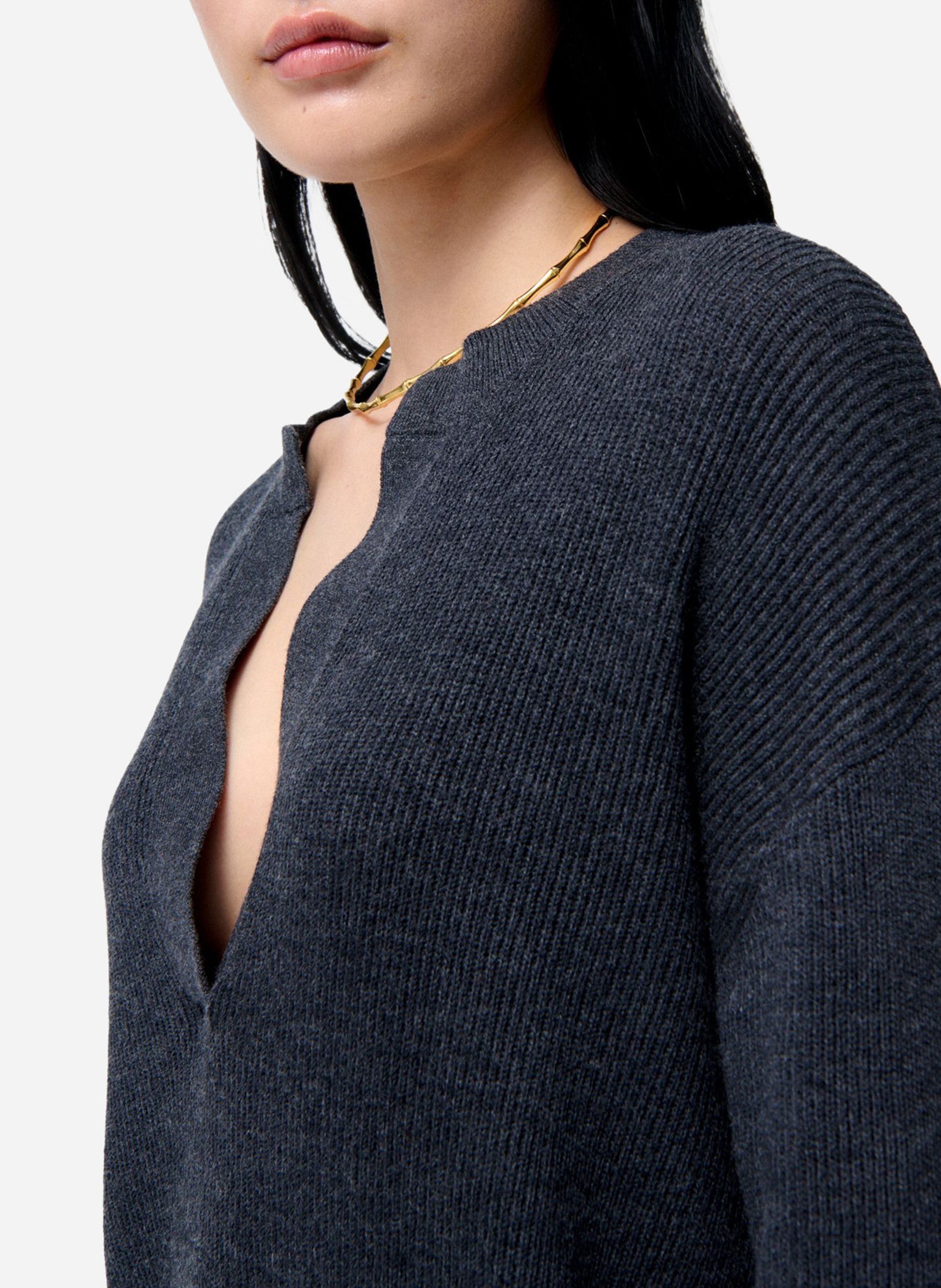 Midi jurk met Tunesische kraag van gemengde wol VANESSA BRUNO Grijs