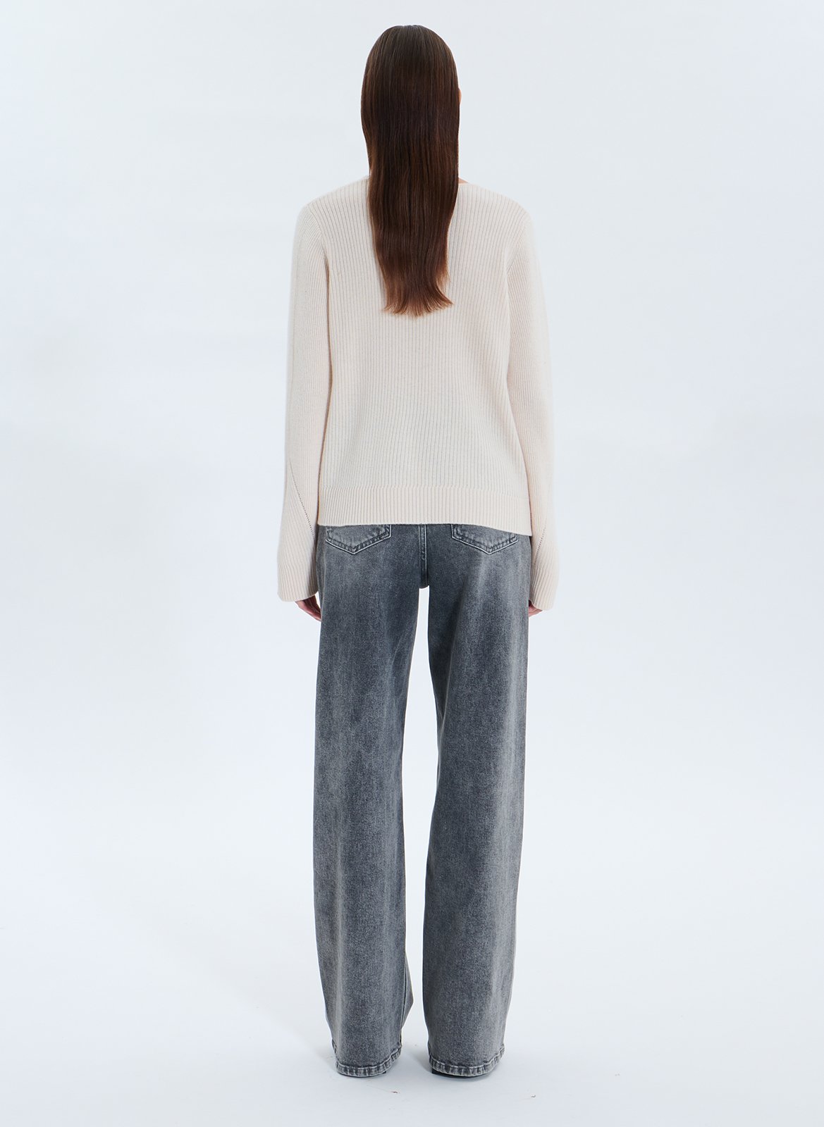 Pull col V en laine ZAPA Blanc