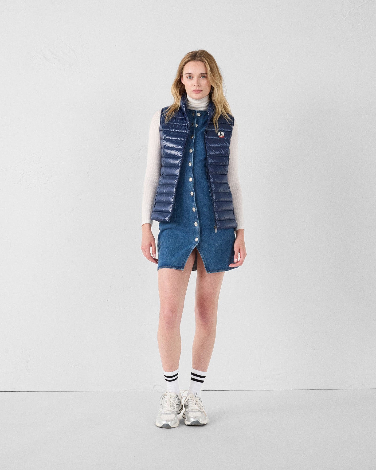 Seda Shiny Sleeveless Lightweight Puffer Coat JOTT Blue