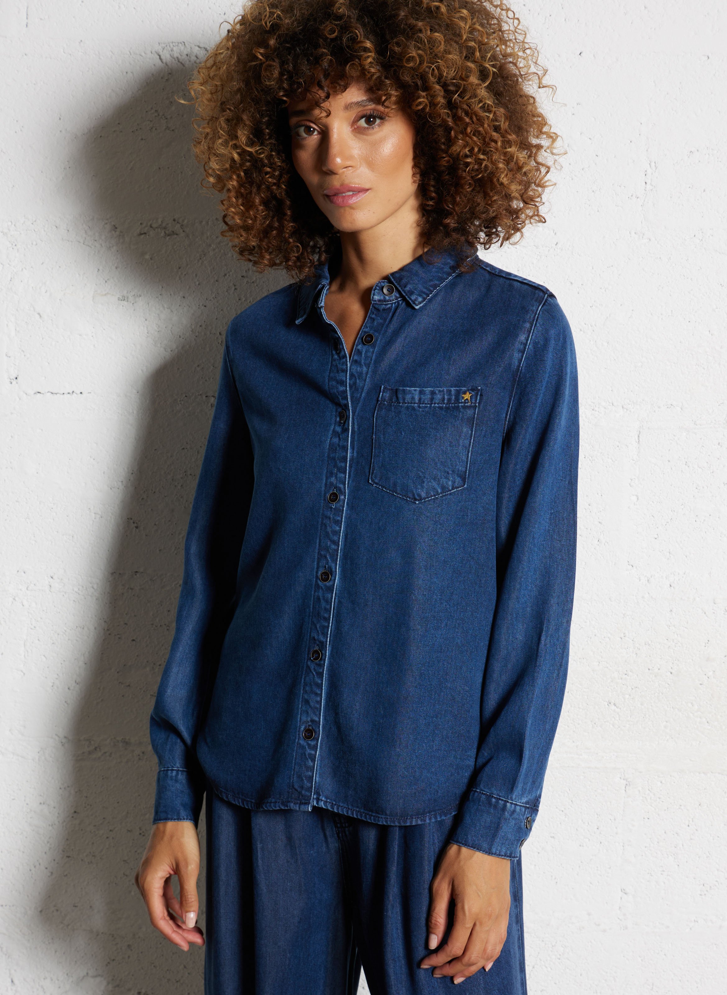 Chemise fluide droite en denim LA PETITE ETOILE Jean brut