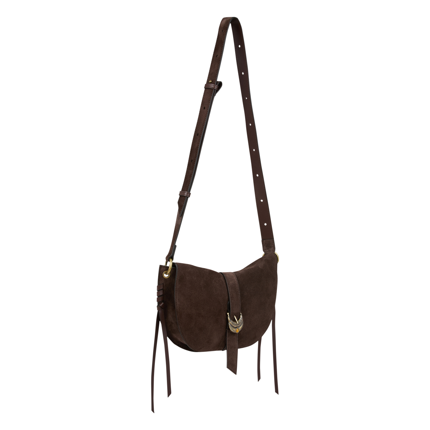 Sac bandoulière demi-lune en cuir BA&SH Marron
