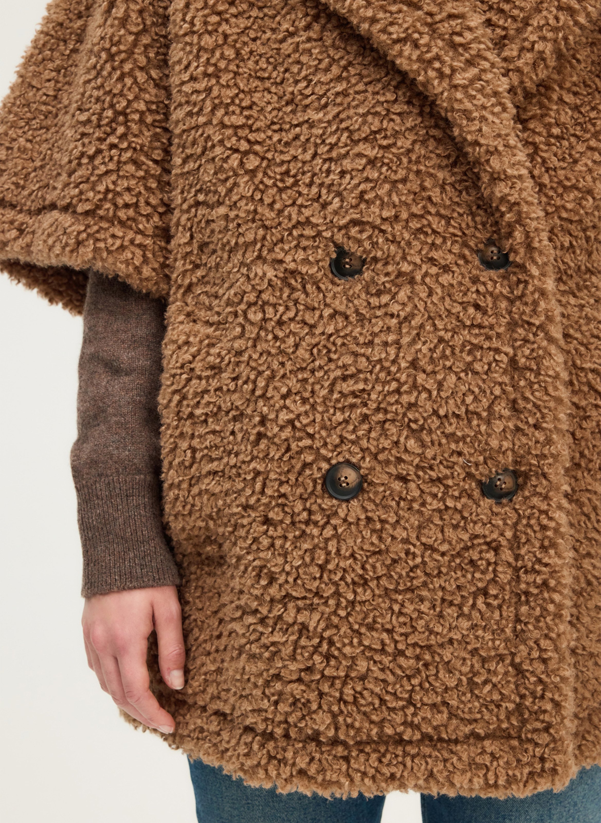 Faux fur coat with tailored collar PABLO Brown