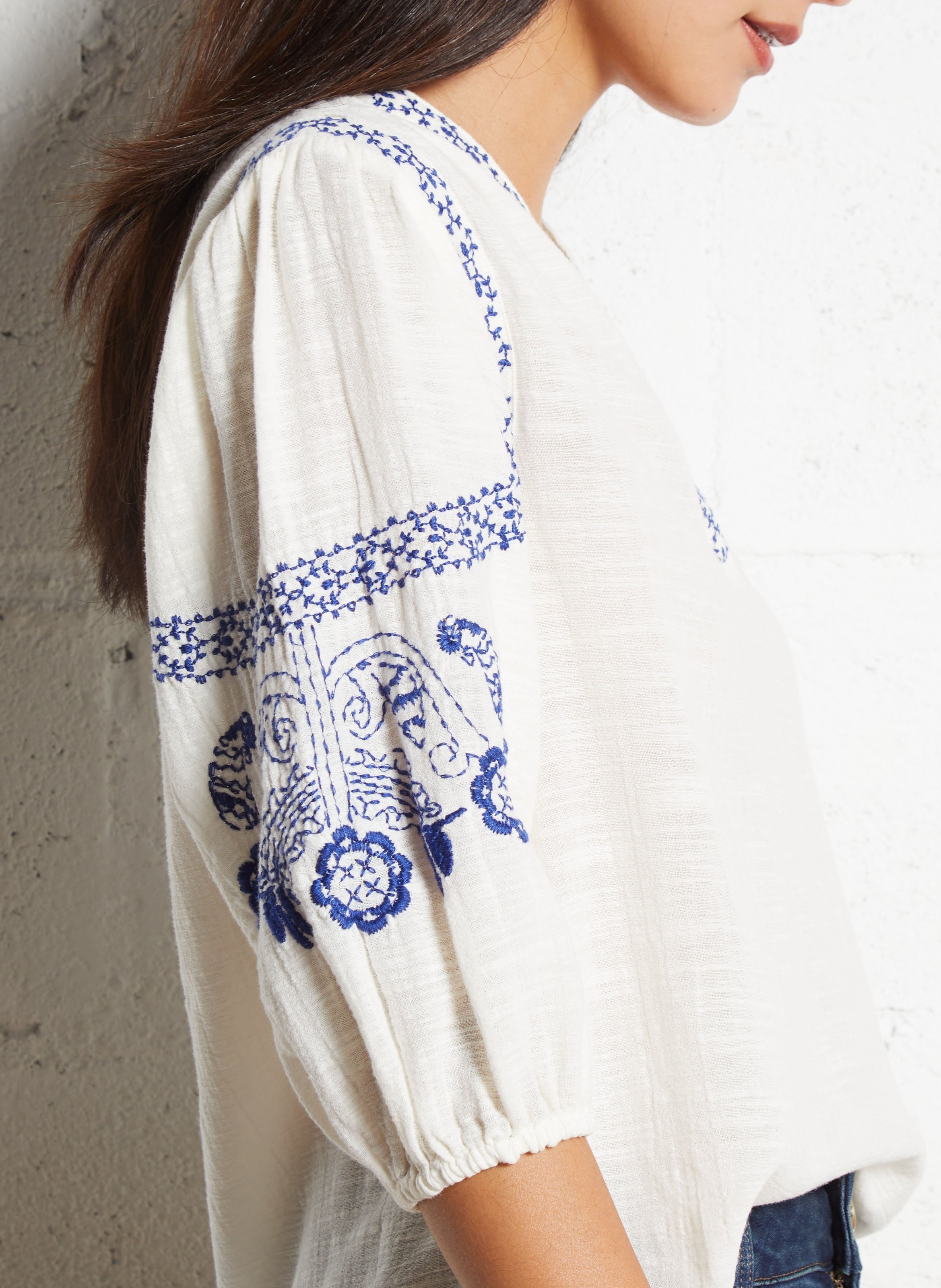 V-neck cotton blouse MAISON 123 White