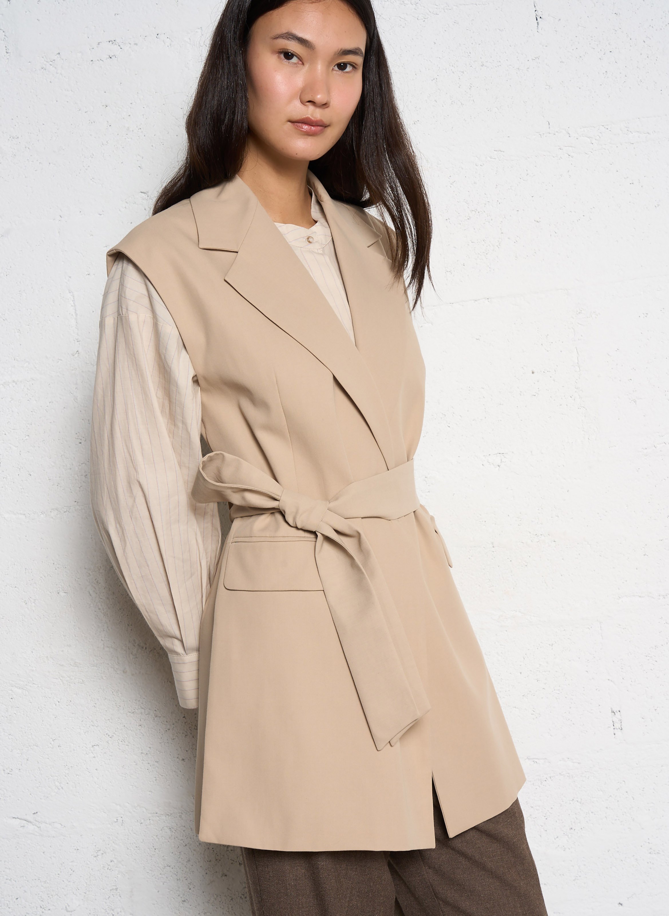 Sleeveless cotton blazer MAX MARA WEEK END Beige